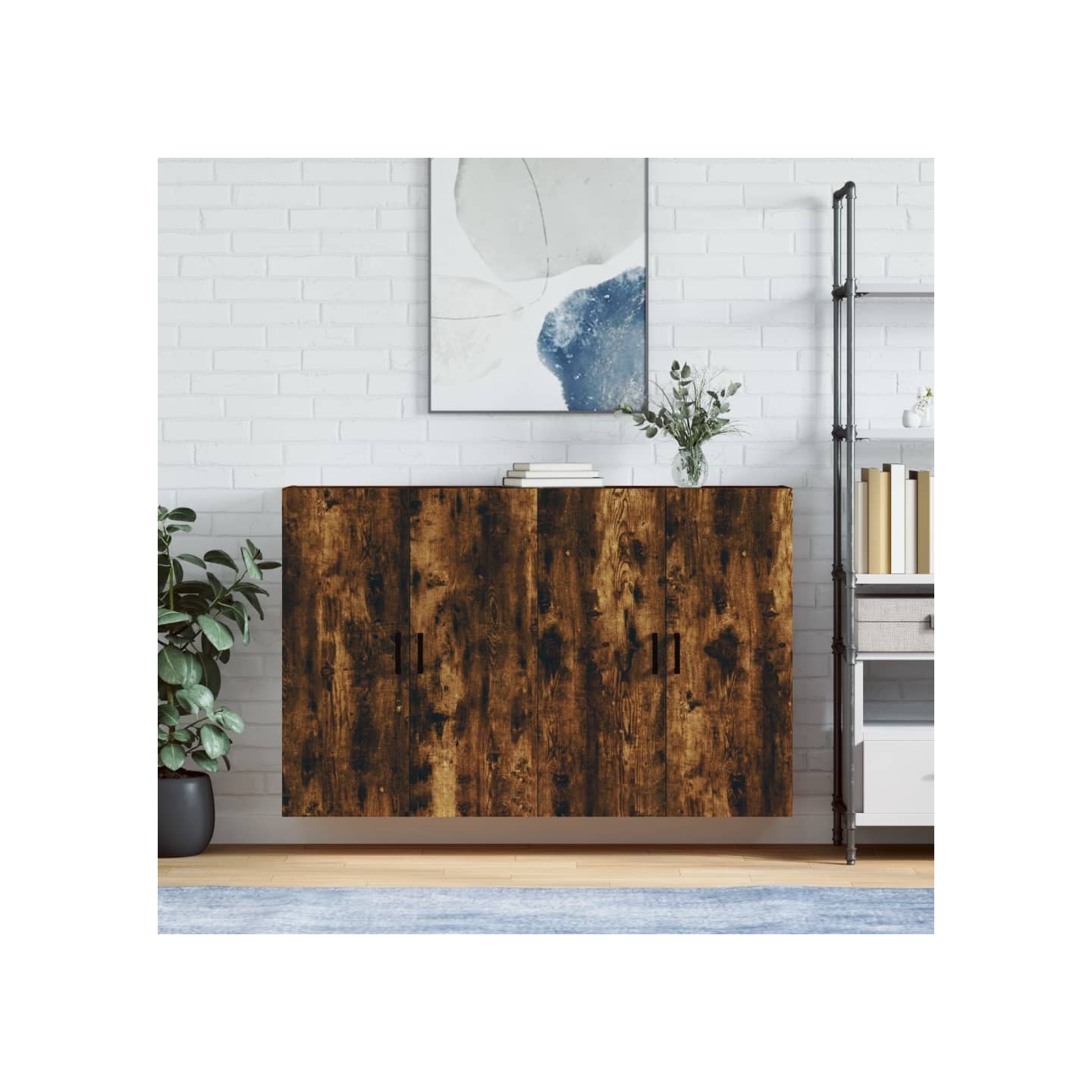 Armoires murales 2 pcs chêne fumé 69,5x34x90 cm
