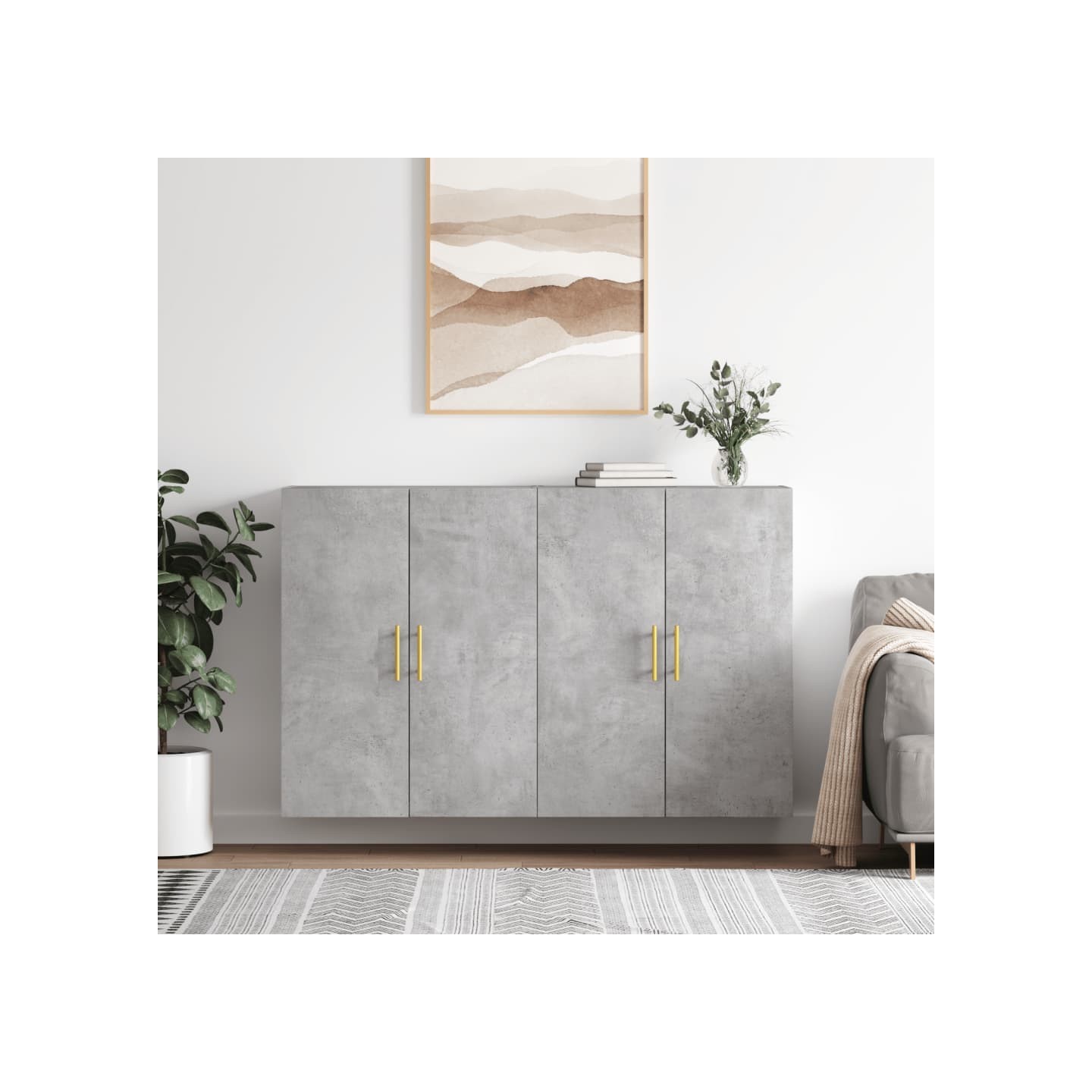 Armoires murales 2 pcs gris béton 69,5x34x90 cm