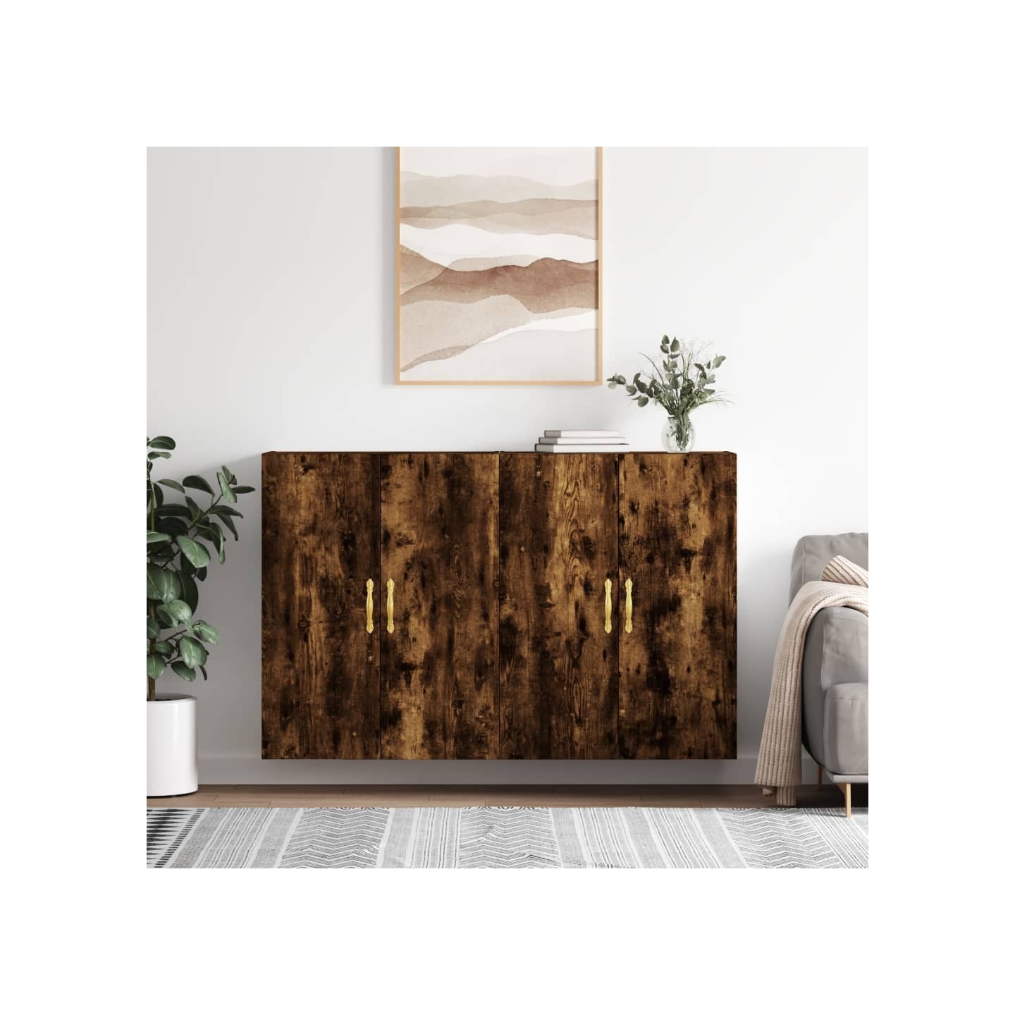Armoires murales 2 pcs chêne fumé 69,5x34x90 cm