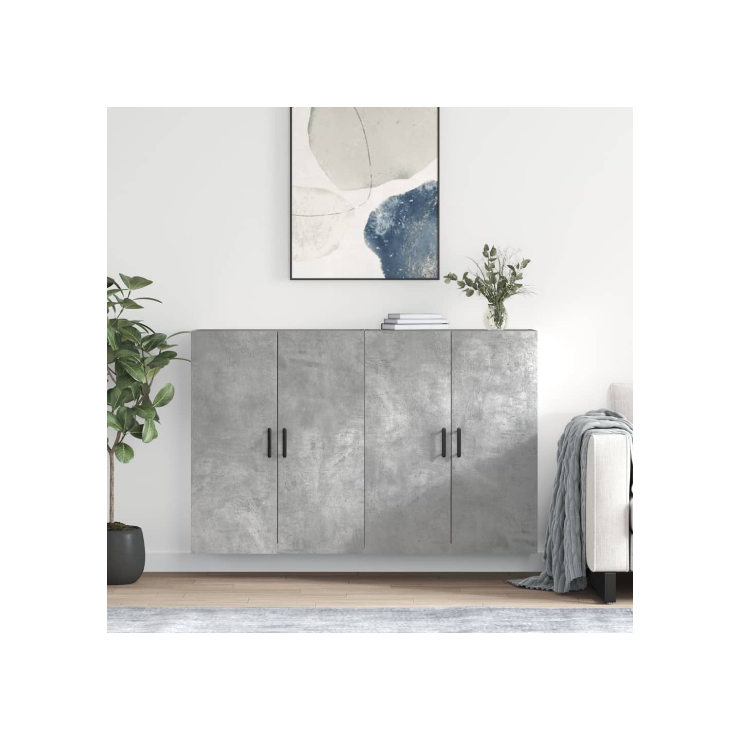 Armoires murales 2 pcs gris béton 69,5x34x90 cm