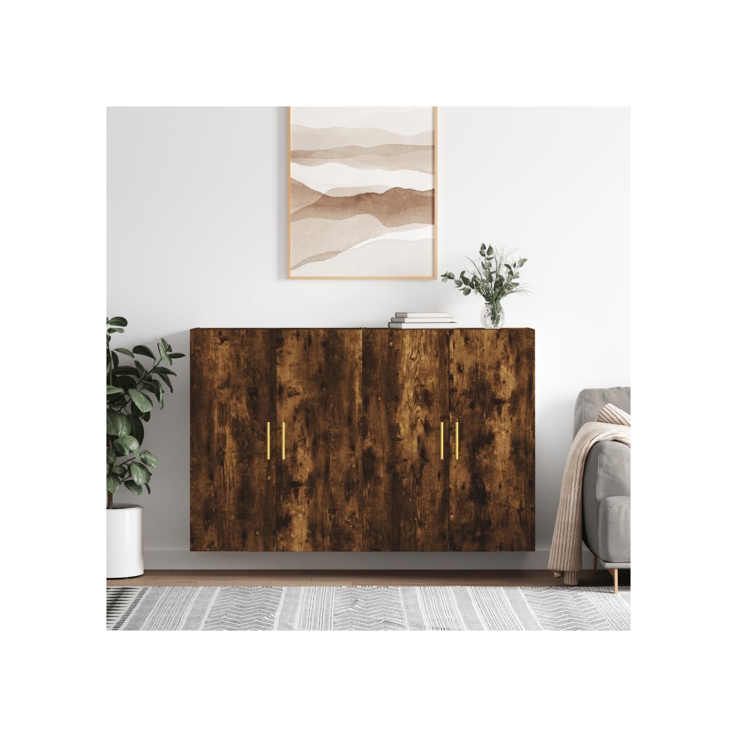 Armoires murales 2 pcs chêne fumé 69,5x34x90 cm