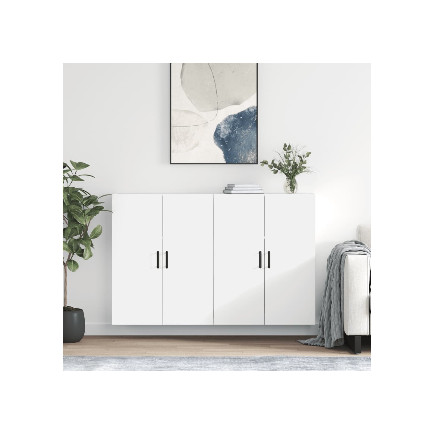 Armoires murales 2 pcs blanc 69,5x34x90 cm