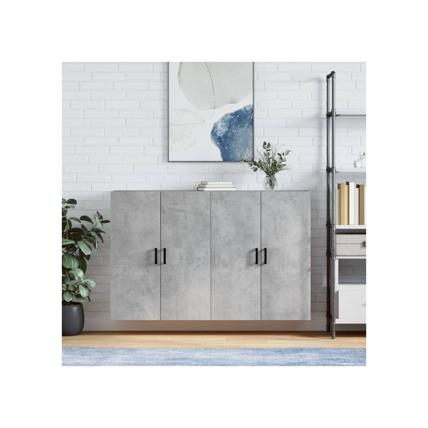 Armoires murales 2 pcs gris béton 69,5x34x90 cm