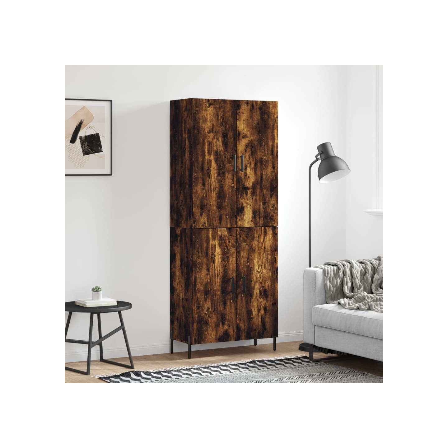 Buffet haut Chêne fumé 69,5x34x180 cm Bois d'ingénierie