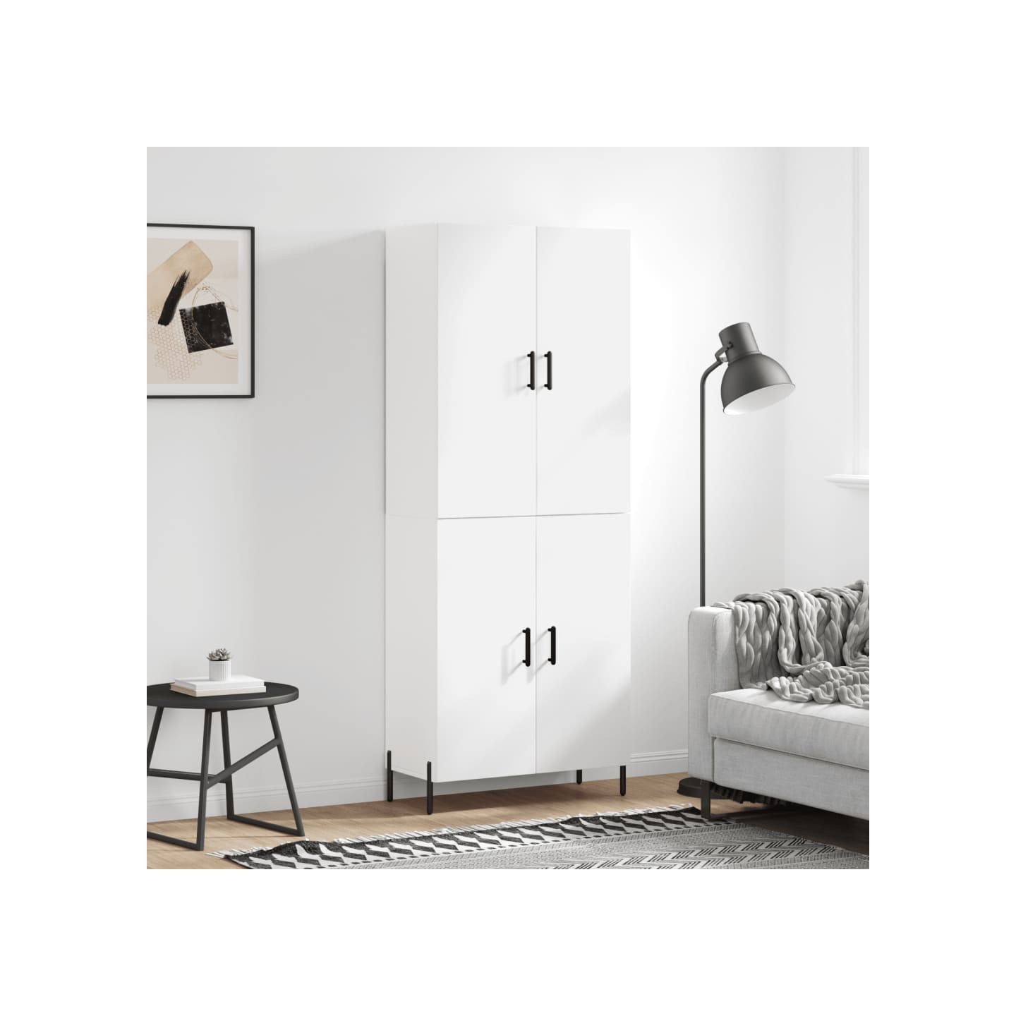 Buffet haut Blanc 69,5x34x180 cm Bois d'ingénierie