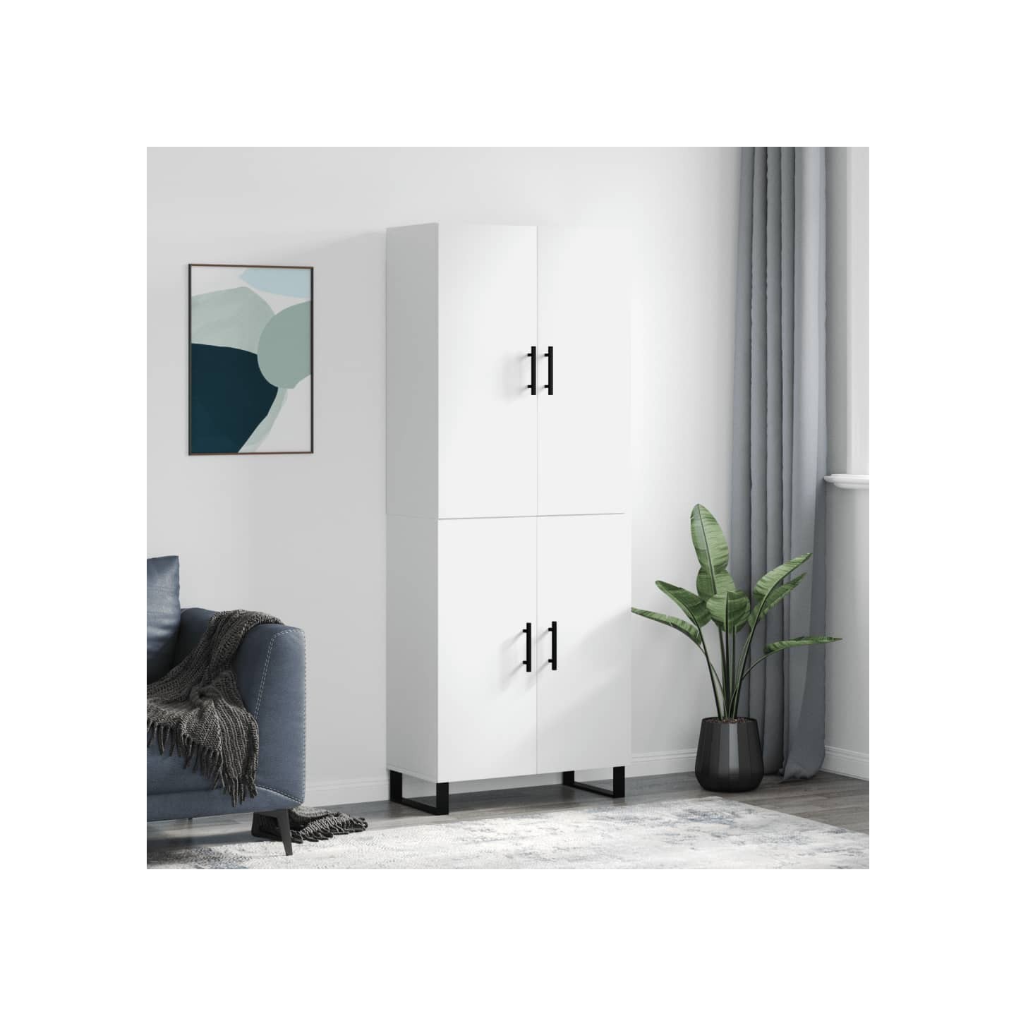 Buffet haut Blanc 69,5x34x180 cm Bois d'ingénierie