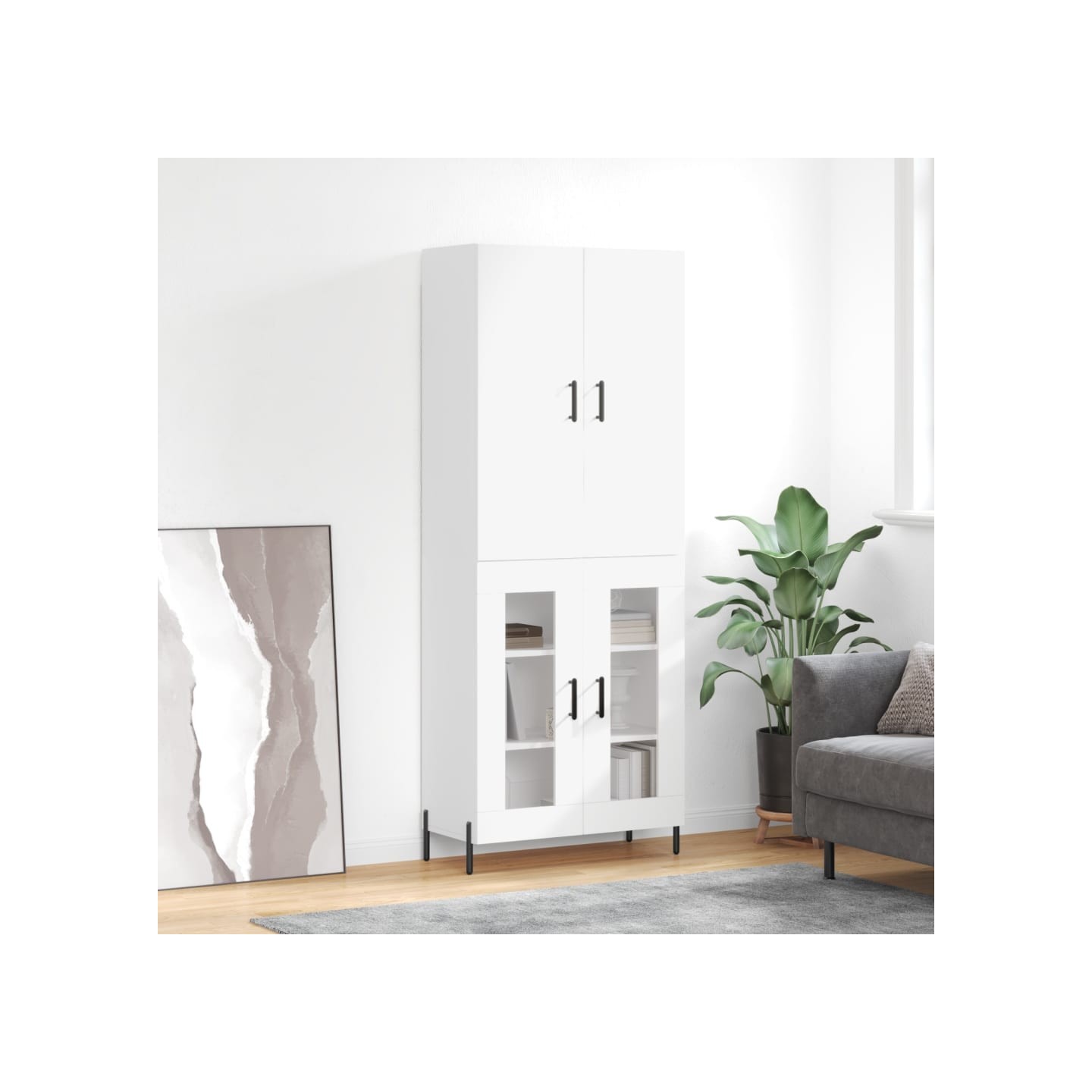 Buffet haut Blanc 69,5x34x180 cm Bois d'ingénierie