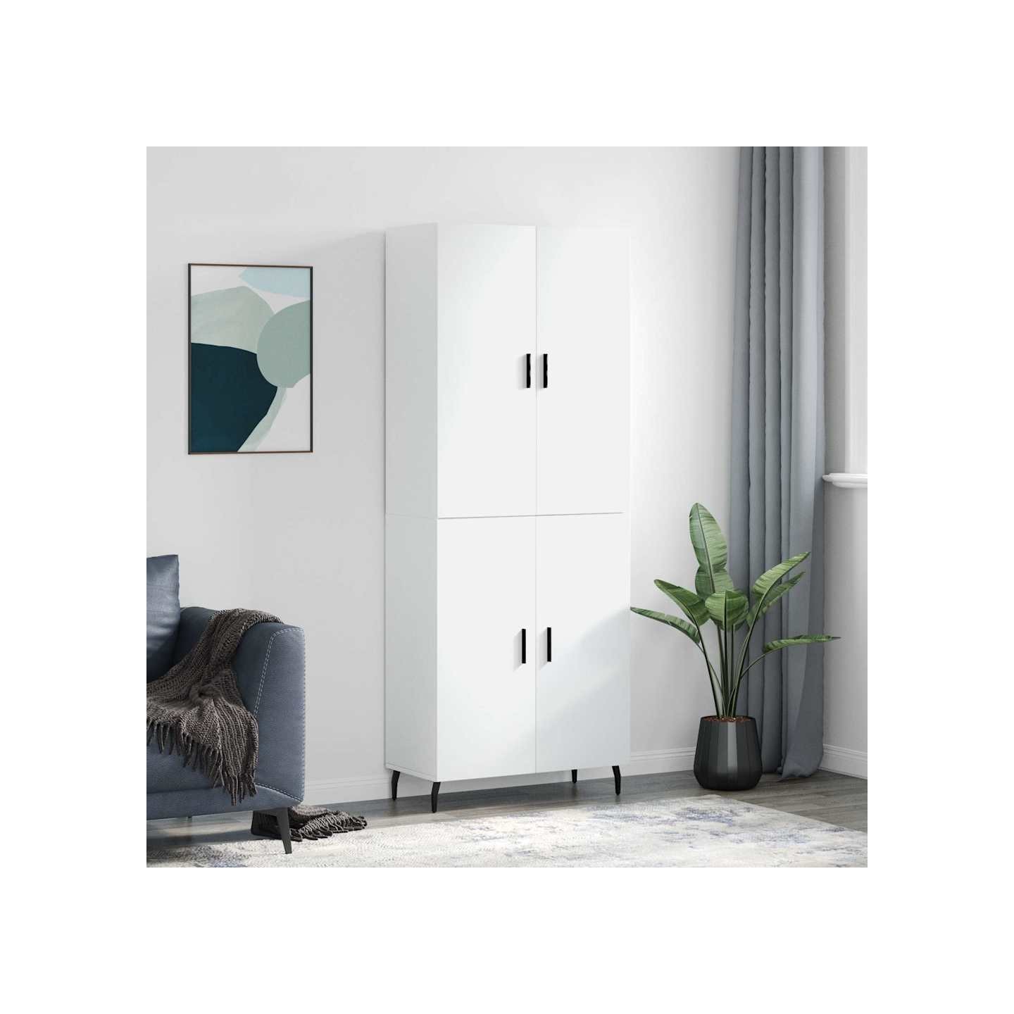 Buffet haut Blanc 69,5x34x180 cm Bois d'ingénierie
