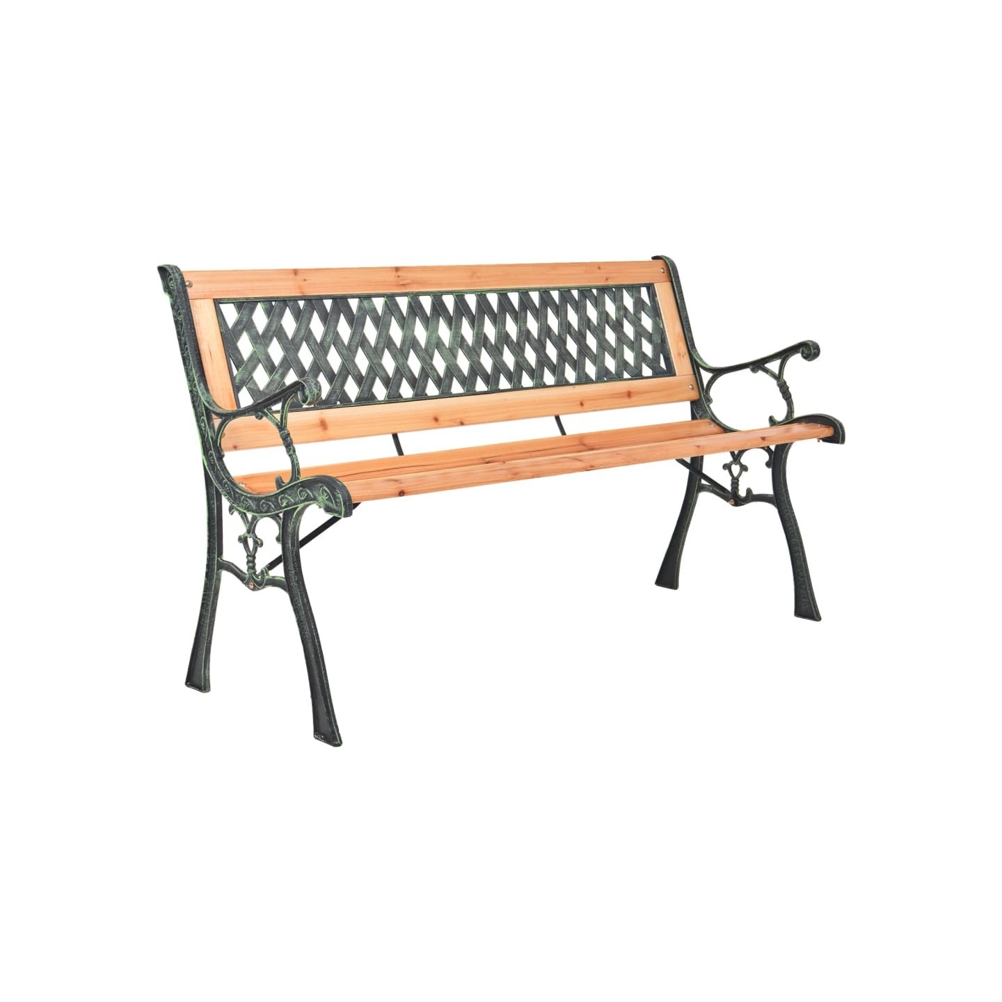 Banc de jardin 116 cm Fonte et bois massif de sapin