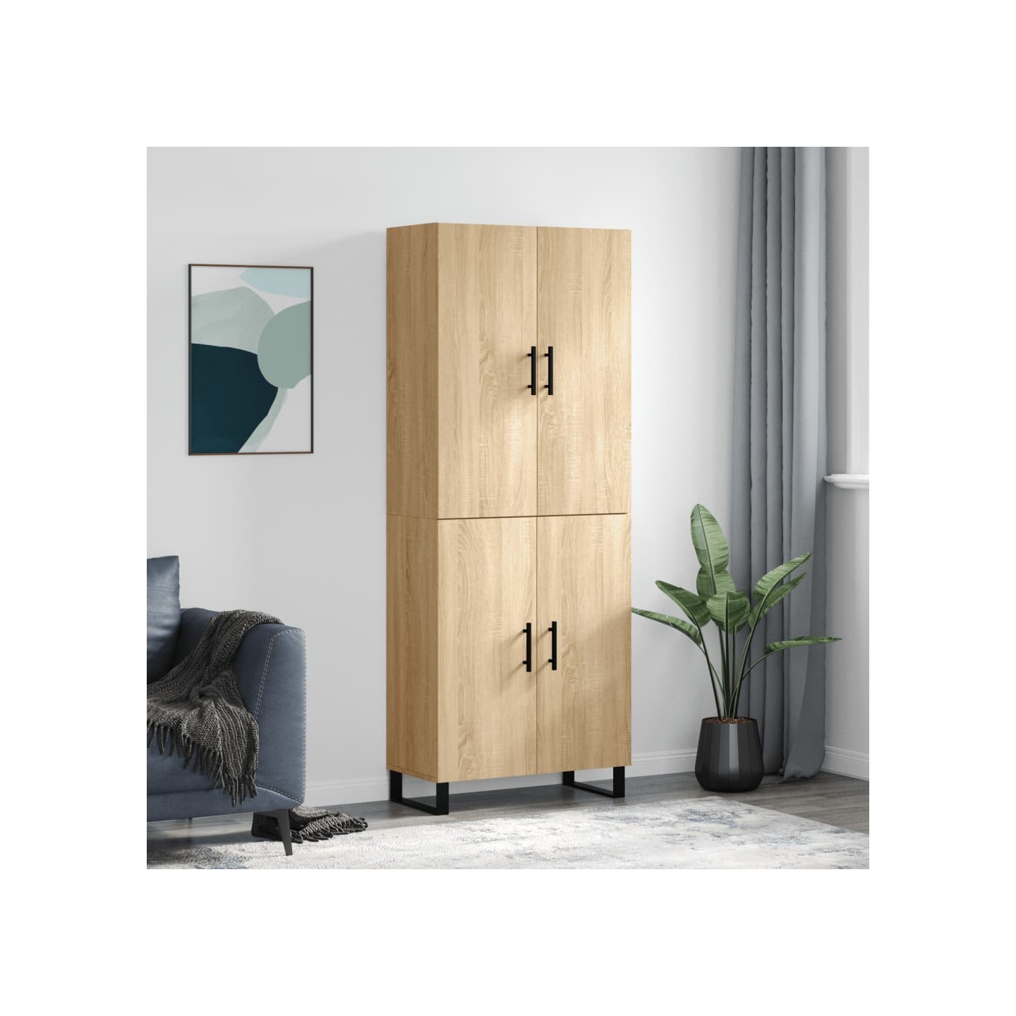 Buffet haut Chêne sonoma 69,5x34x180 cm Bois d'ingénierie