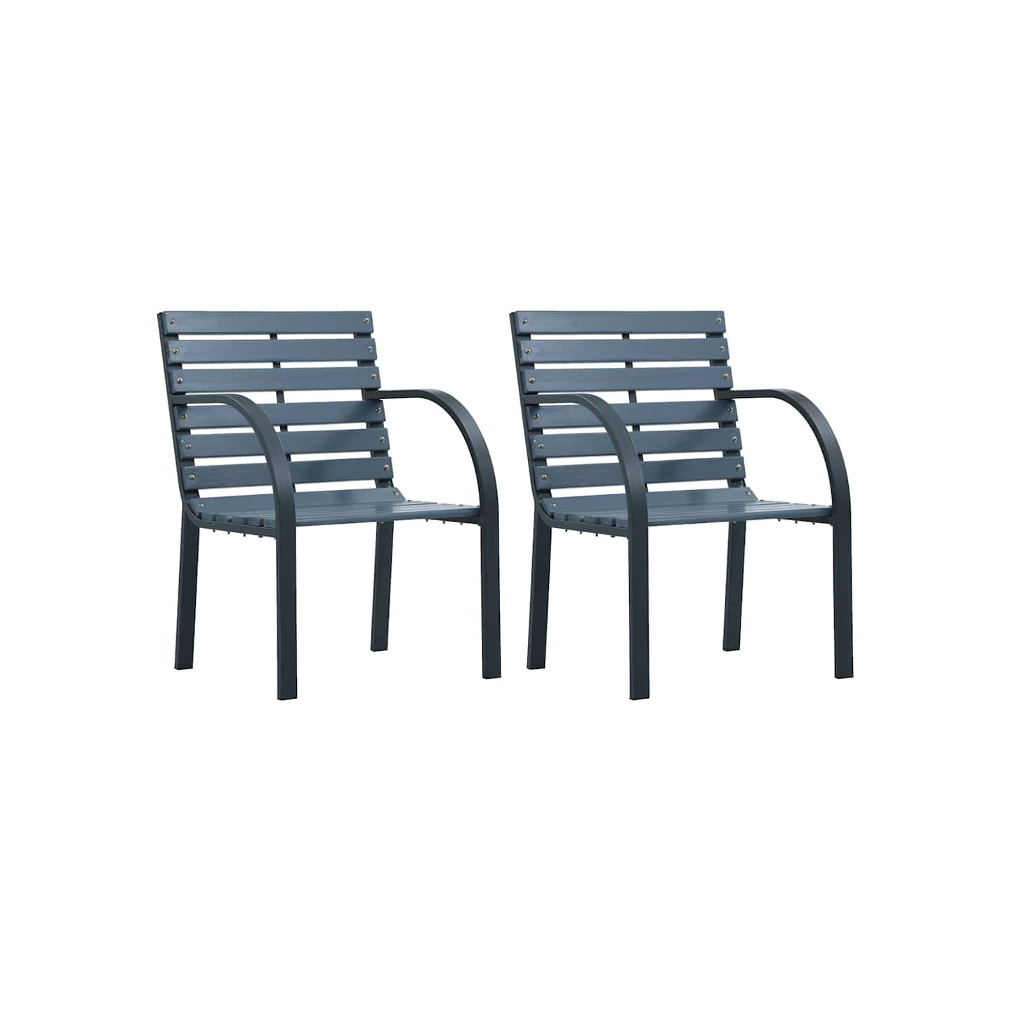 Chaises de jardin lot de 2 sapin massif acier enduit de poudre