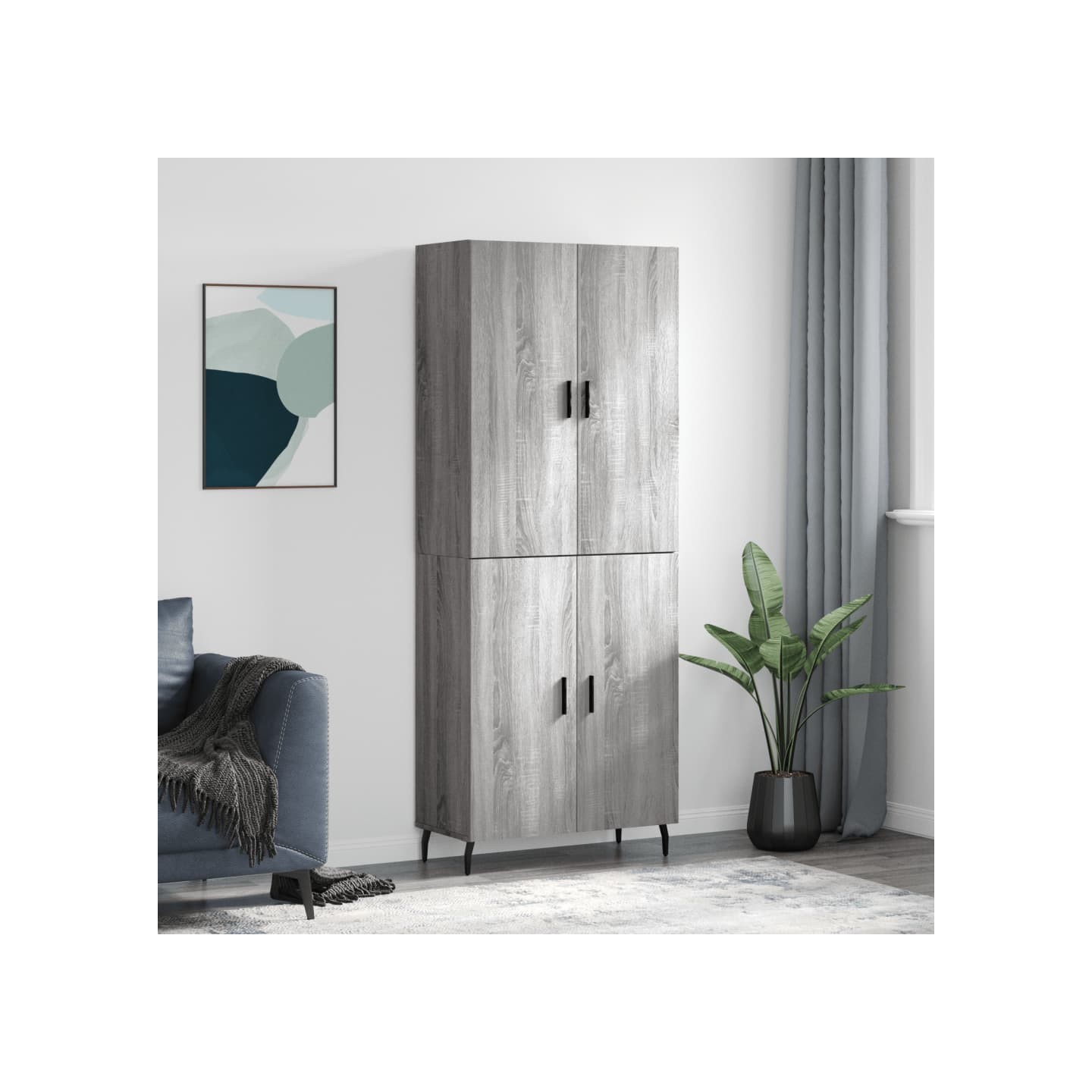 Buffet haut Sonoma gris 69,5x34x180 cm Bois d'ingénierie