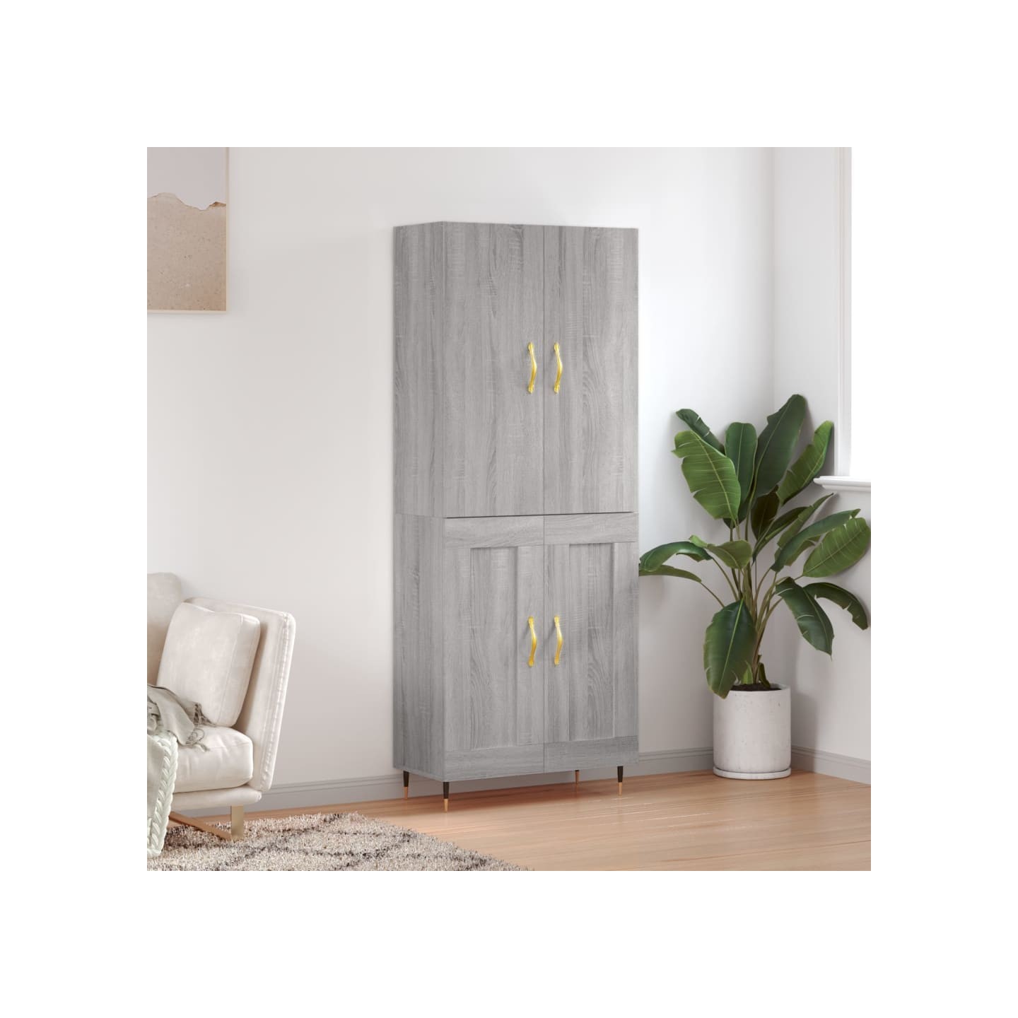 Buffet haut Sonoma gris 69,5x34x180 cm Bois d'ingénierie