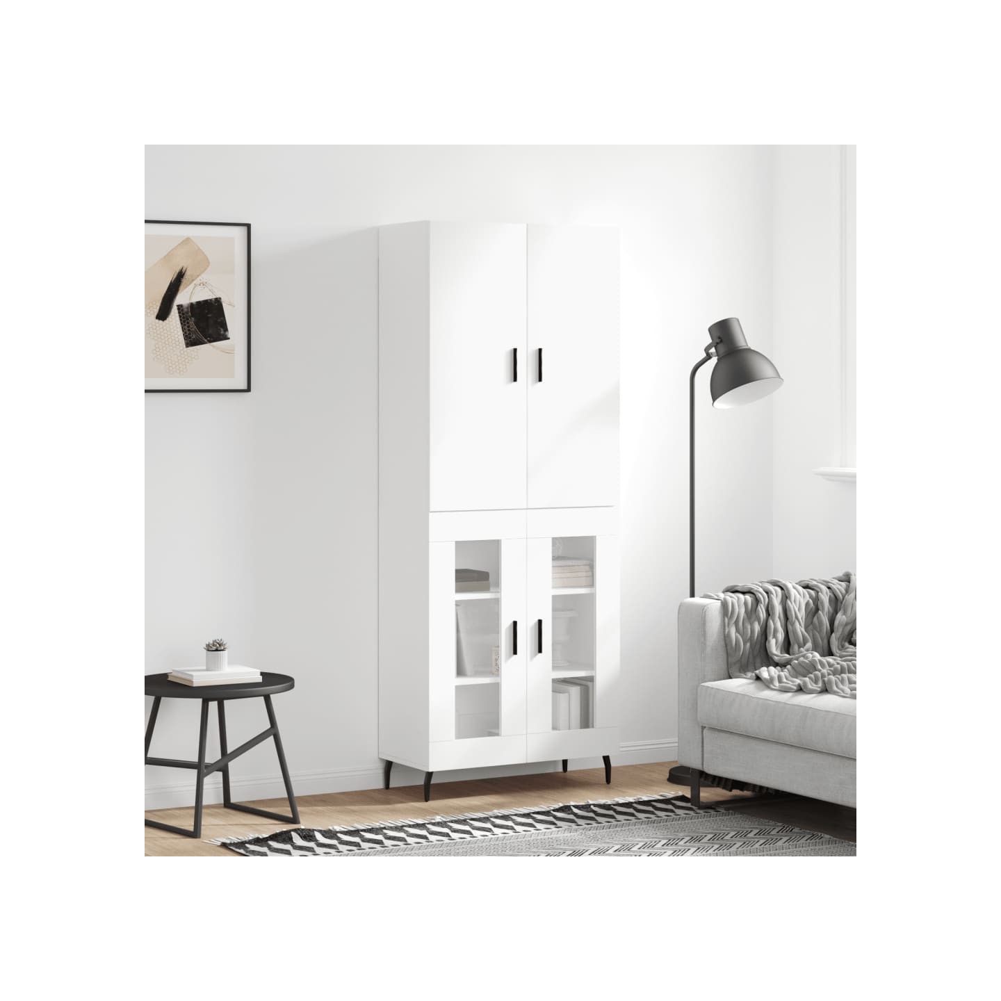 Buffet haut Blanc 69,5x34x180 cm Bois d'ingénierie