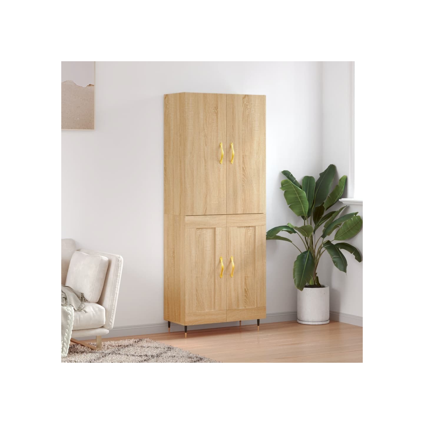 Buffet haut Chêne sonoma 69,5x34x180 cm Bois d'ingénierie