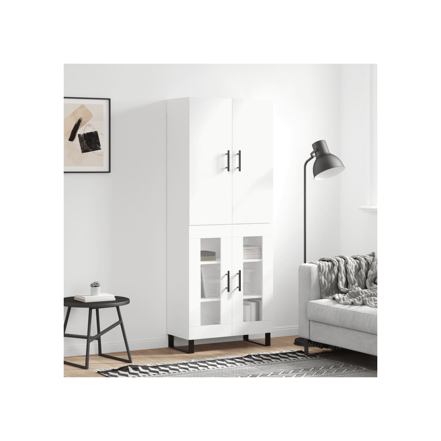Buffet haut Blanc 69,5x34x180 cm Bois d'ingénierie