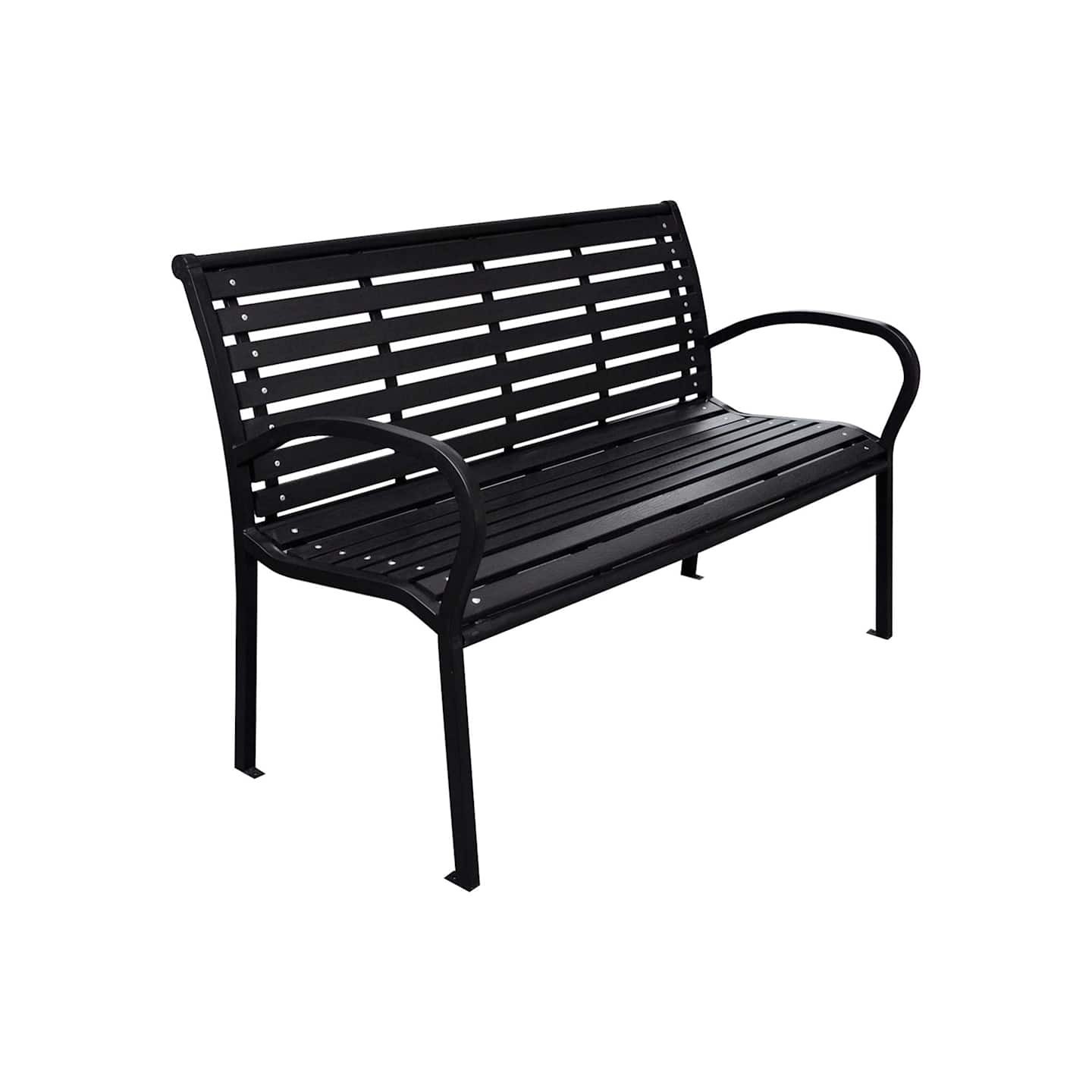Banc de jardin Noir 116 cm Acier et WPC