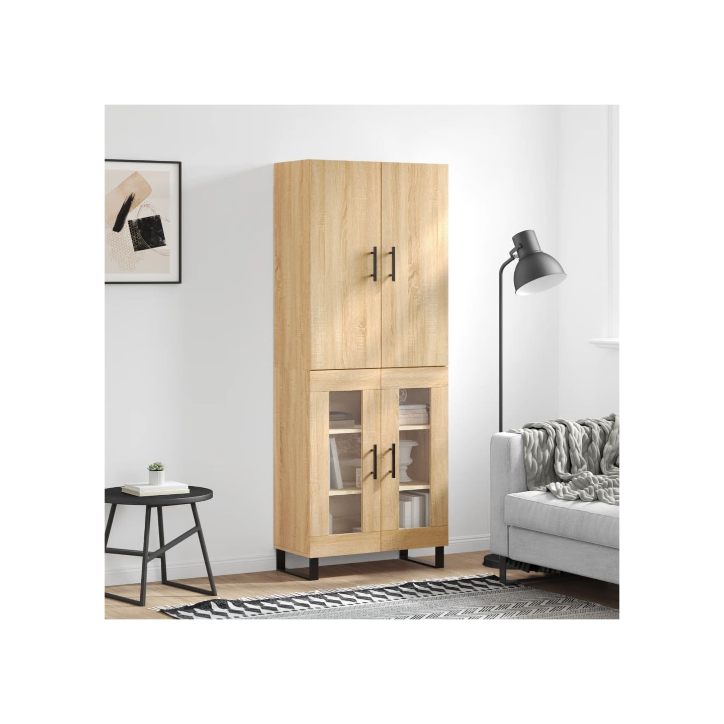 Buffet haut Chêne sonoma 69,5x34x180 cm Bois d'ingénierie