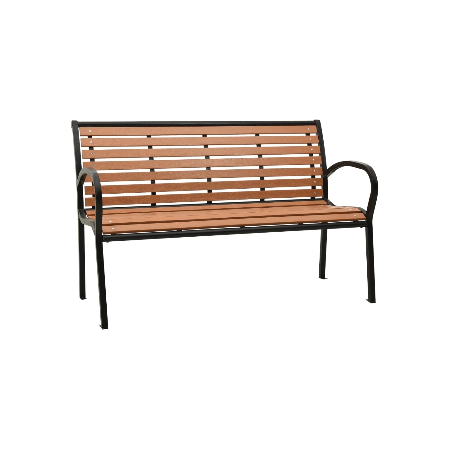 Banc de jardin Noir et marron 116 cm Acier et WPC