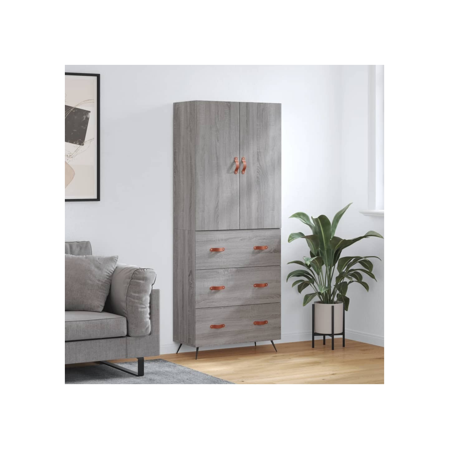 Buffet haut Sonoma gris 69,5x34x180 cm Bois d'ingénierie