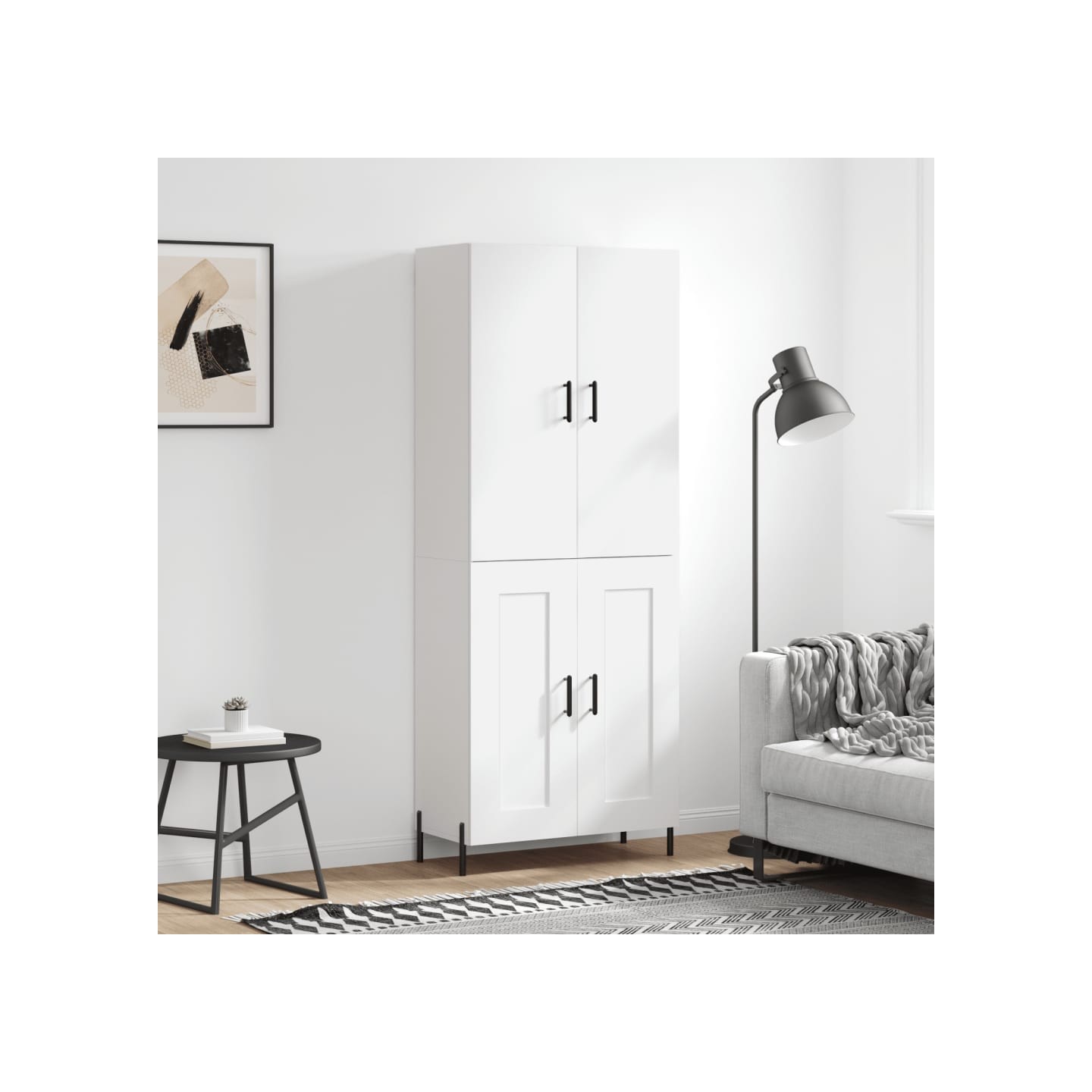 Buffet haut Blanc 69,5x34x180 cm Bois d'ingénierie