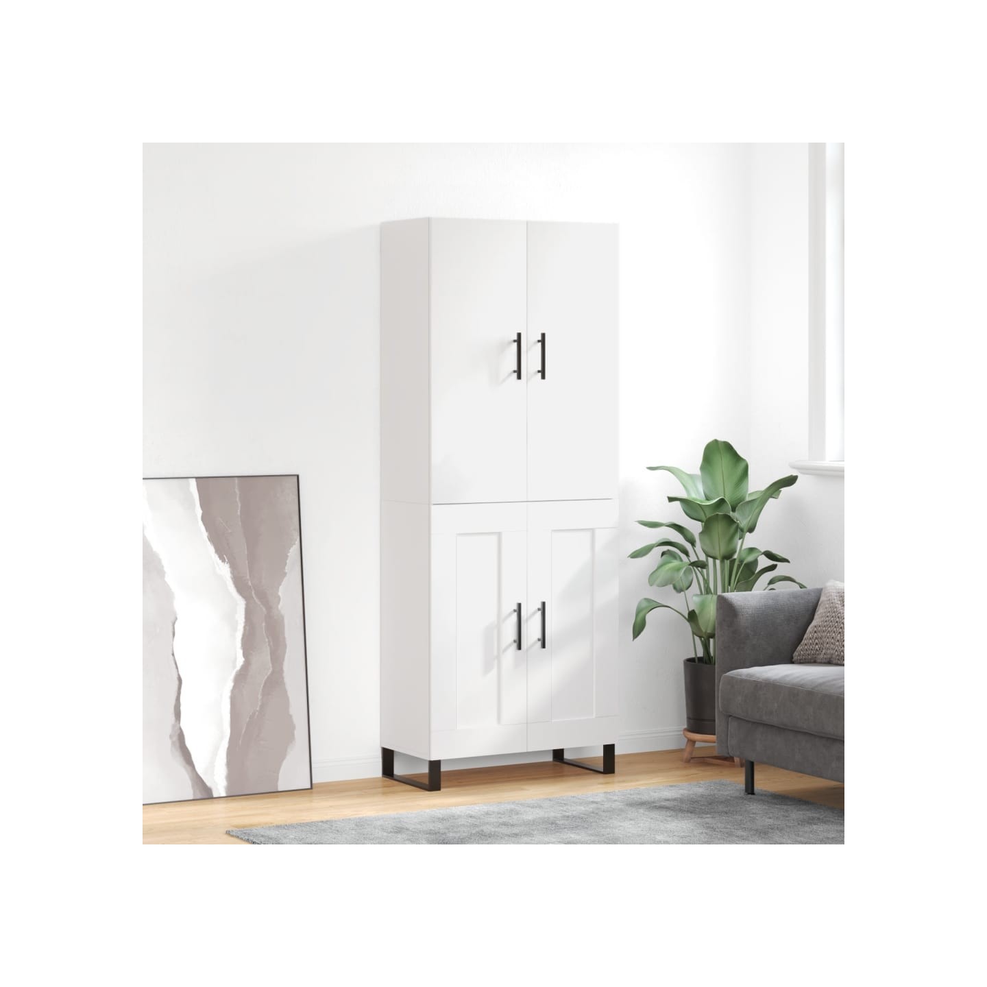 Buffet haut Blanc 69,5x34x180 cm Bois d'ingénierie