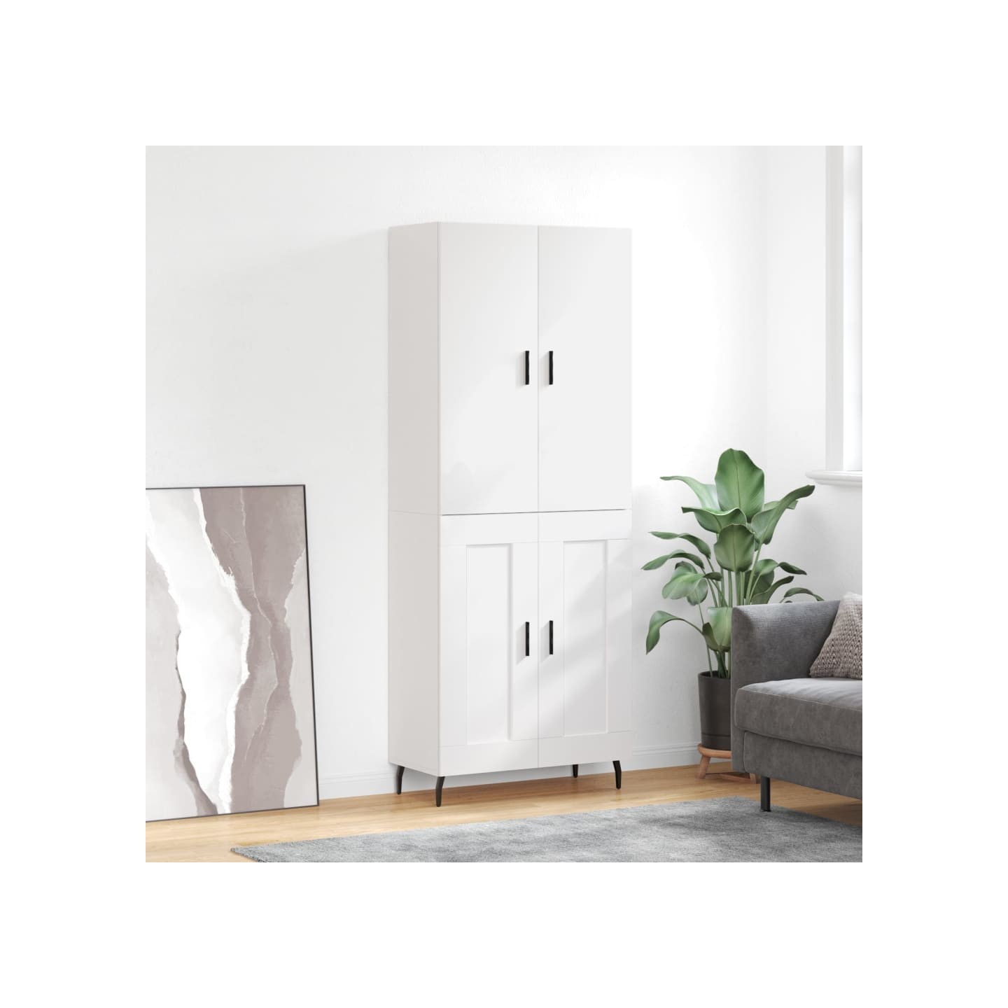 Buffet haut Blanc 69,5x34x180 cm Bois d'ingénierie