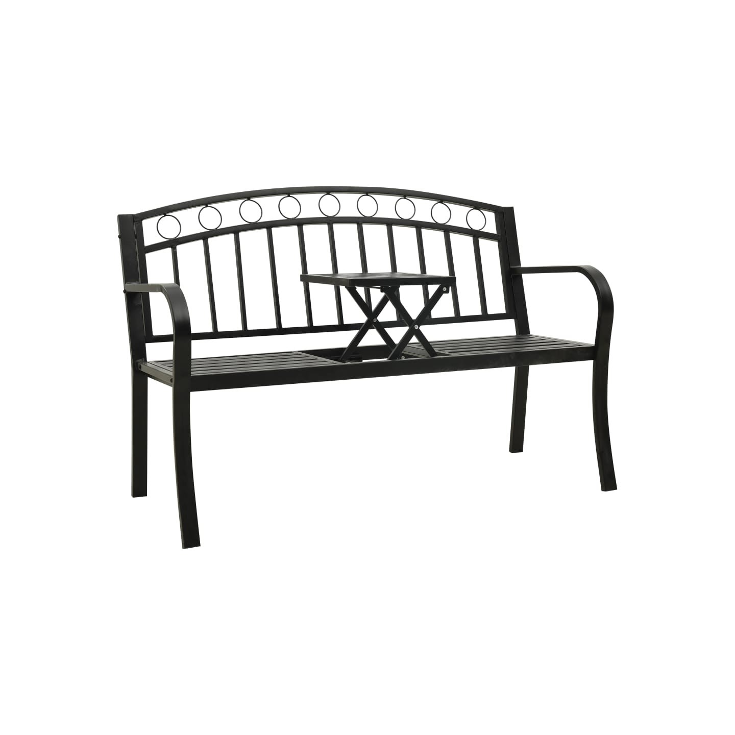 Banc de jardin avec table Noir 120 cm Acier