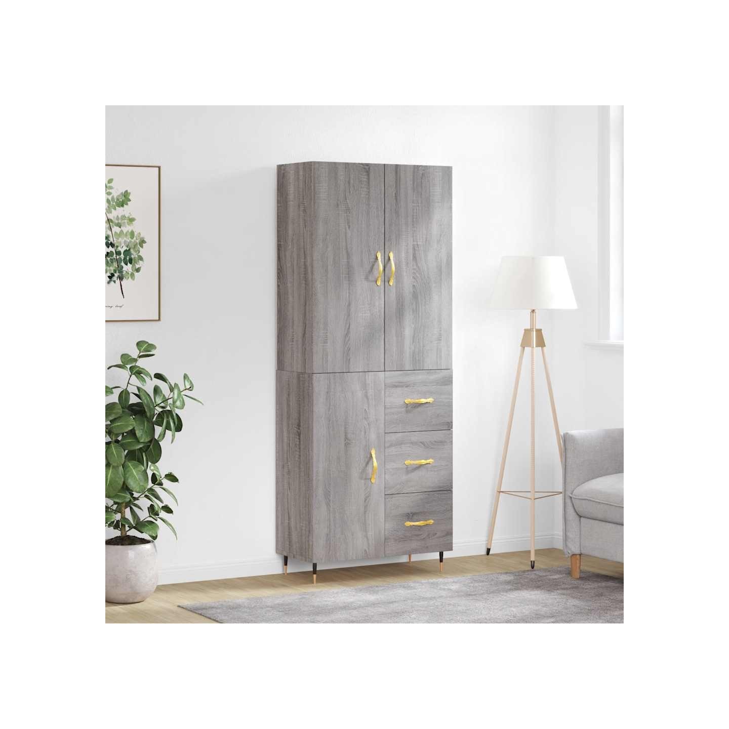 Buffet haut Sonoma gris 69,5x34x180 cm Bois d'ingénierie