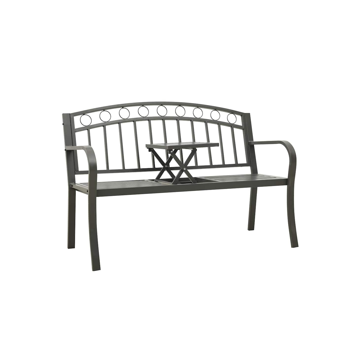Banc de jardin avec table Gris 120 cm Acier