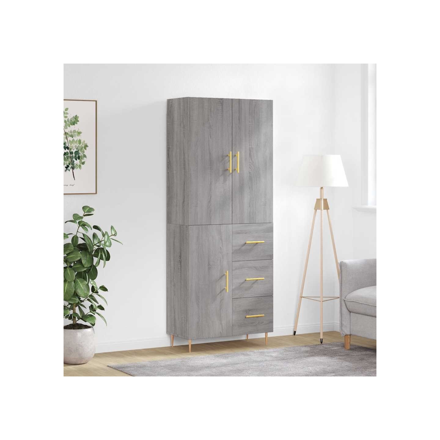 Buffet haut Sonoma gris 69,5x34x180 cm Bois d'ingénierie