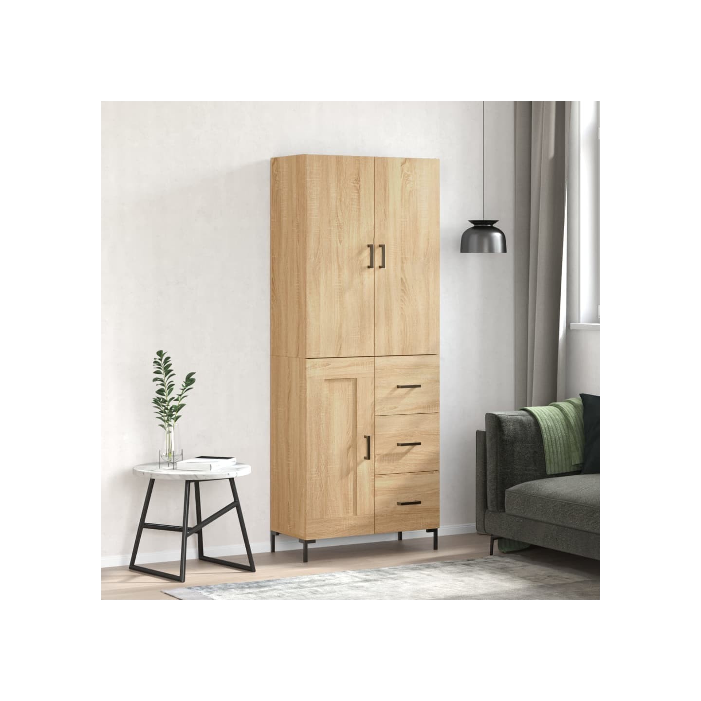 Buffet haut Chêne sonoma 69,5x34x180 cm Bois d'ingénierie