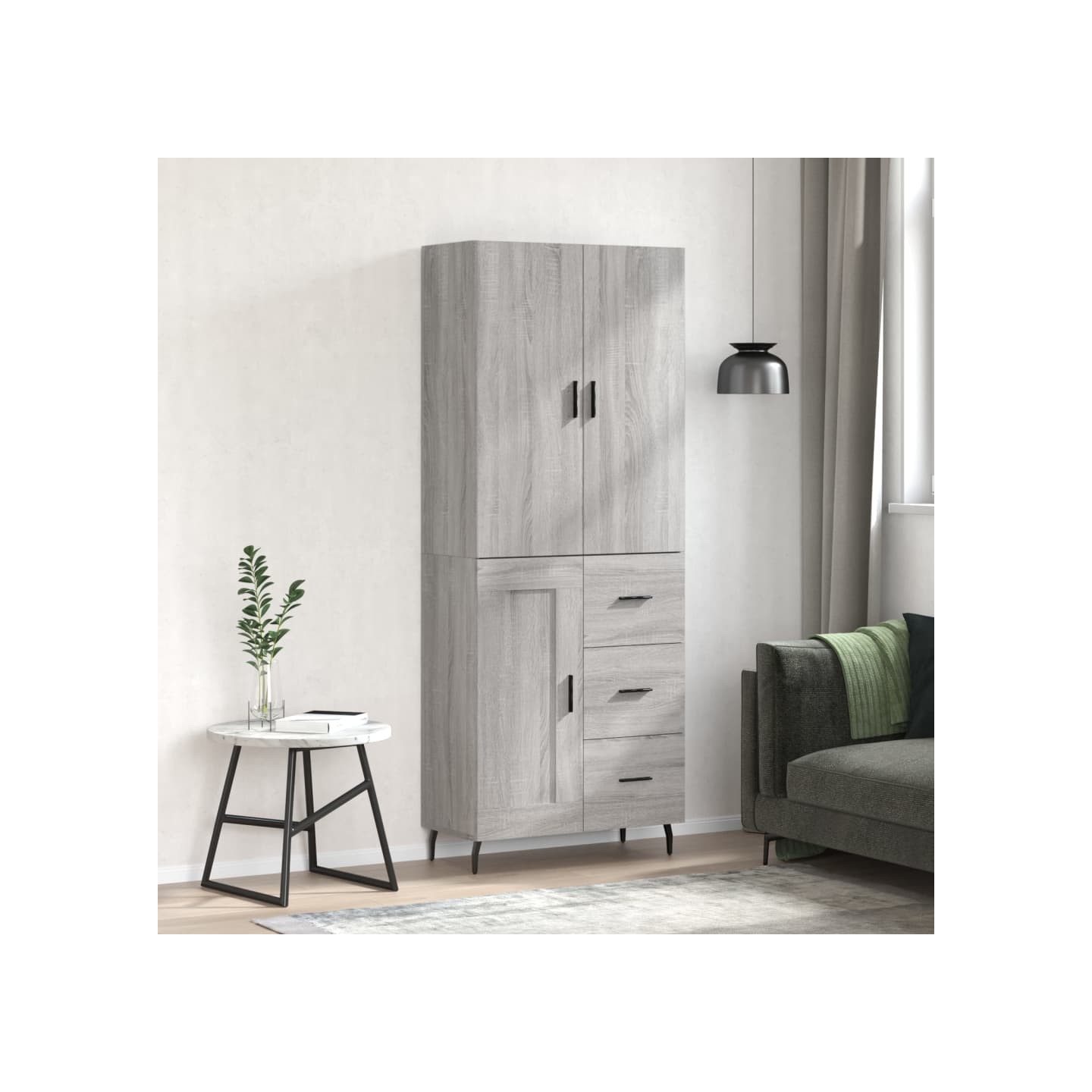 Buffet haut Sonoma gris 69,5x34x180 cm Bois d'ingénierie