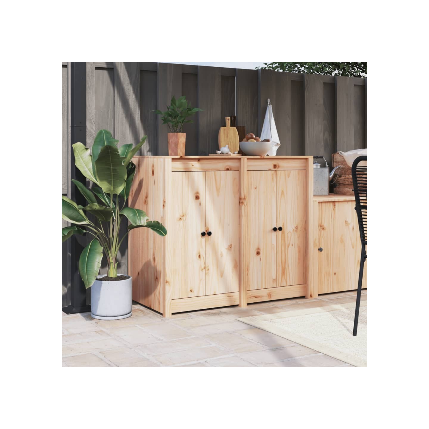 Armoire de cuisine d'extérieur MEPPEL bois de pin massif