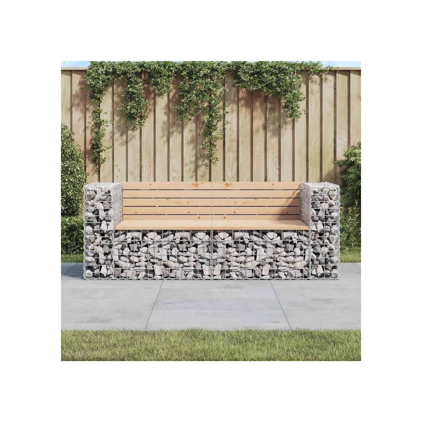 Banc de jardin design gabion 184x71x65,5 cm bois massif de pin