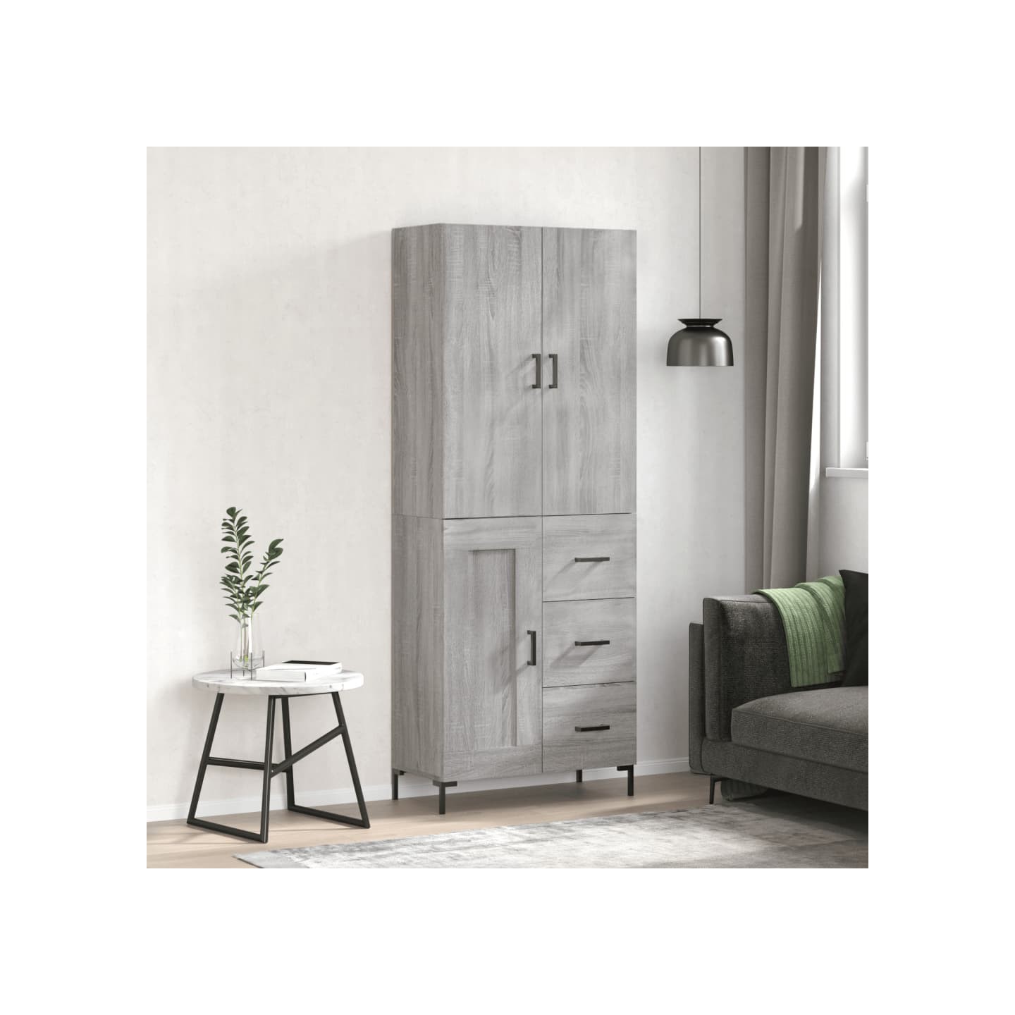 Buffet haut Sonoma gris 69,5x34x180 cm Bois d'ingénierie