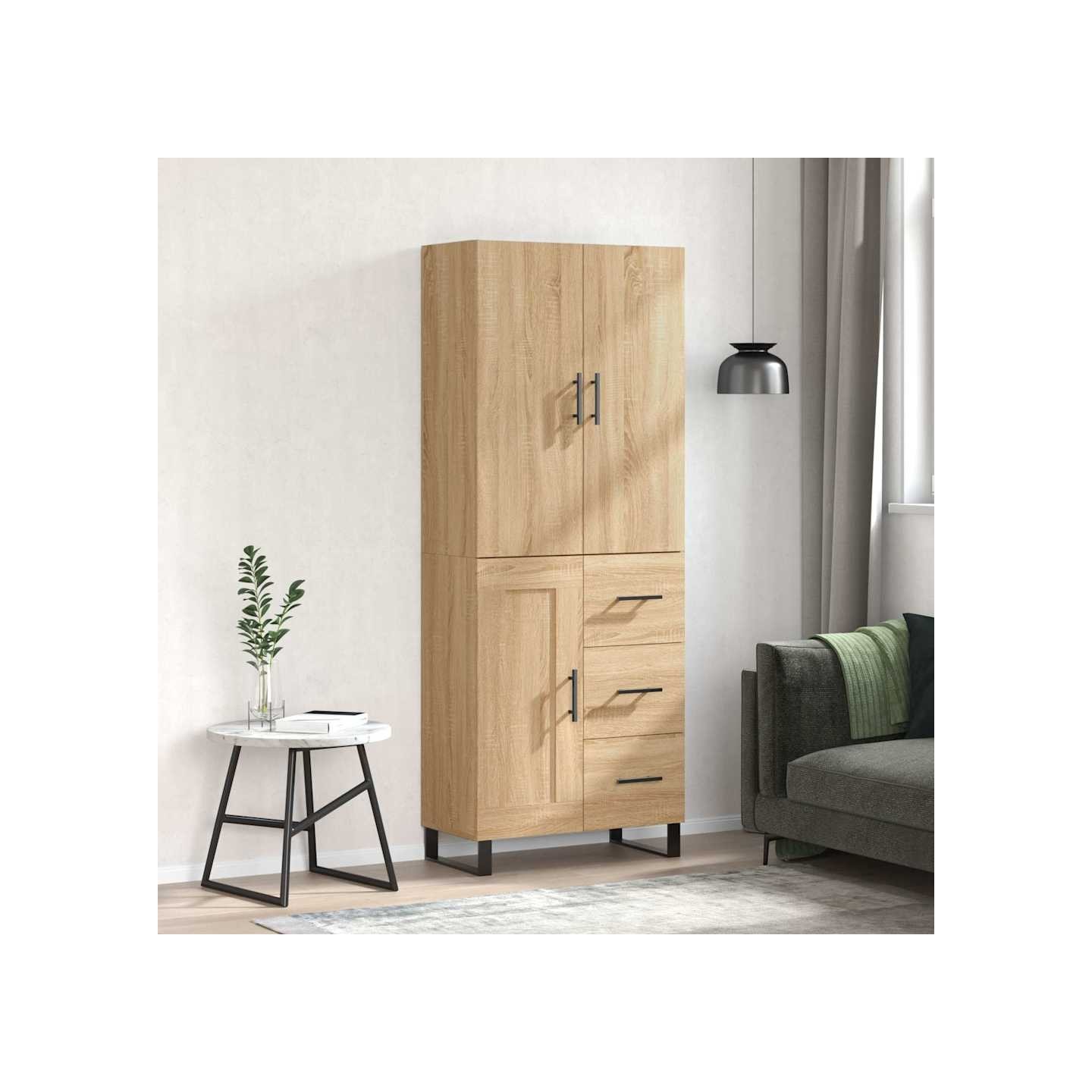Buffet haut Chêne sonoma 69,5x34x180 cm Bois d'ingénierie