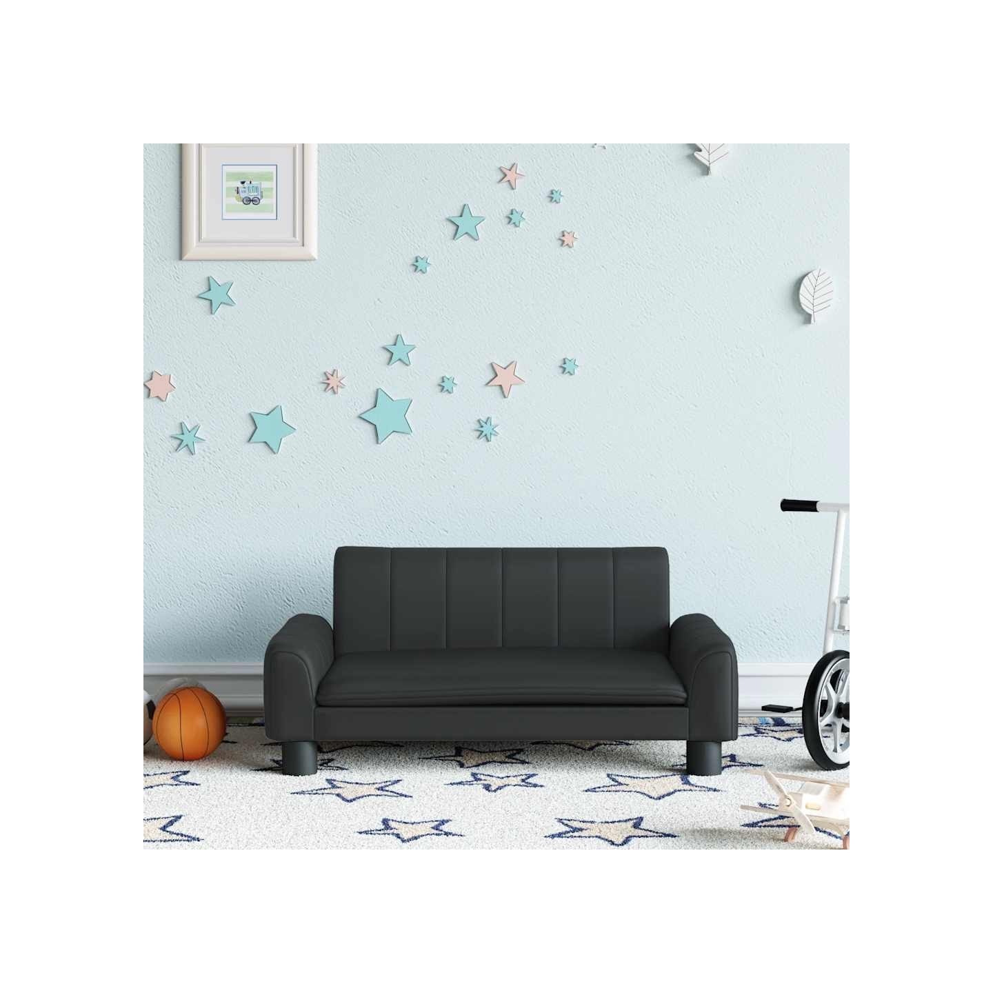 Canapé pour enfants noir 70x45x30 cm similicuir