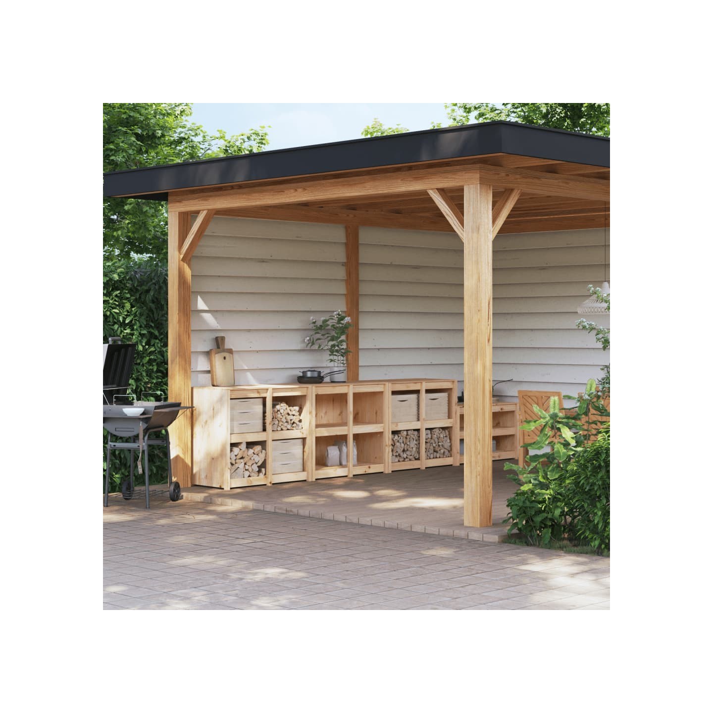 Armoires de cuisine d'extérieur MEPPEL 3 pcs bois de pin massif