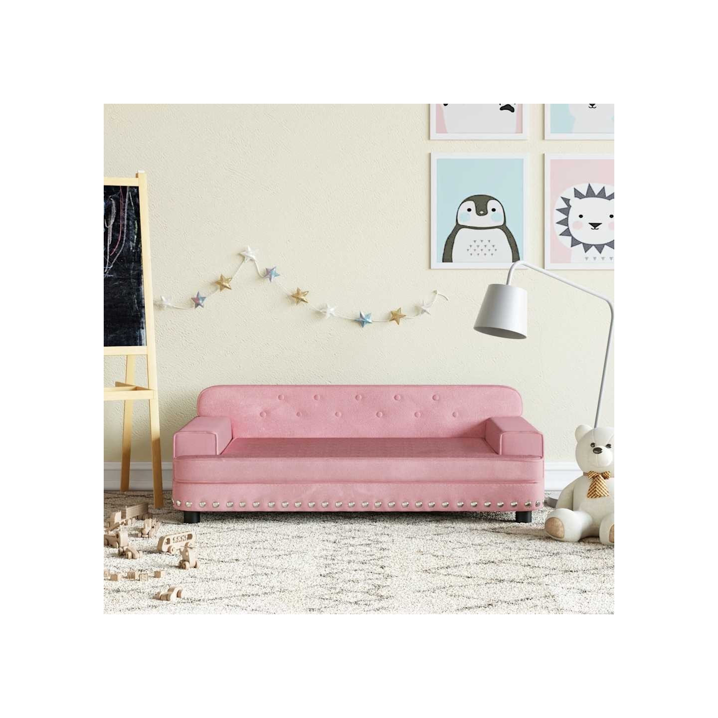 Canapé pour enfants rose 90x53x30 cm velours
