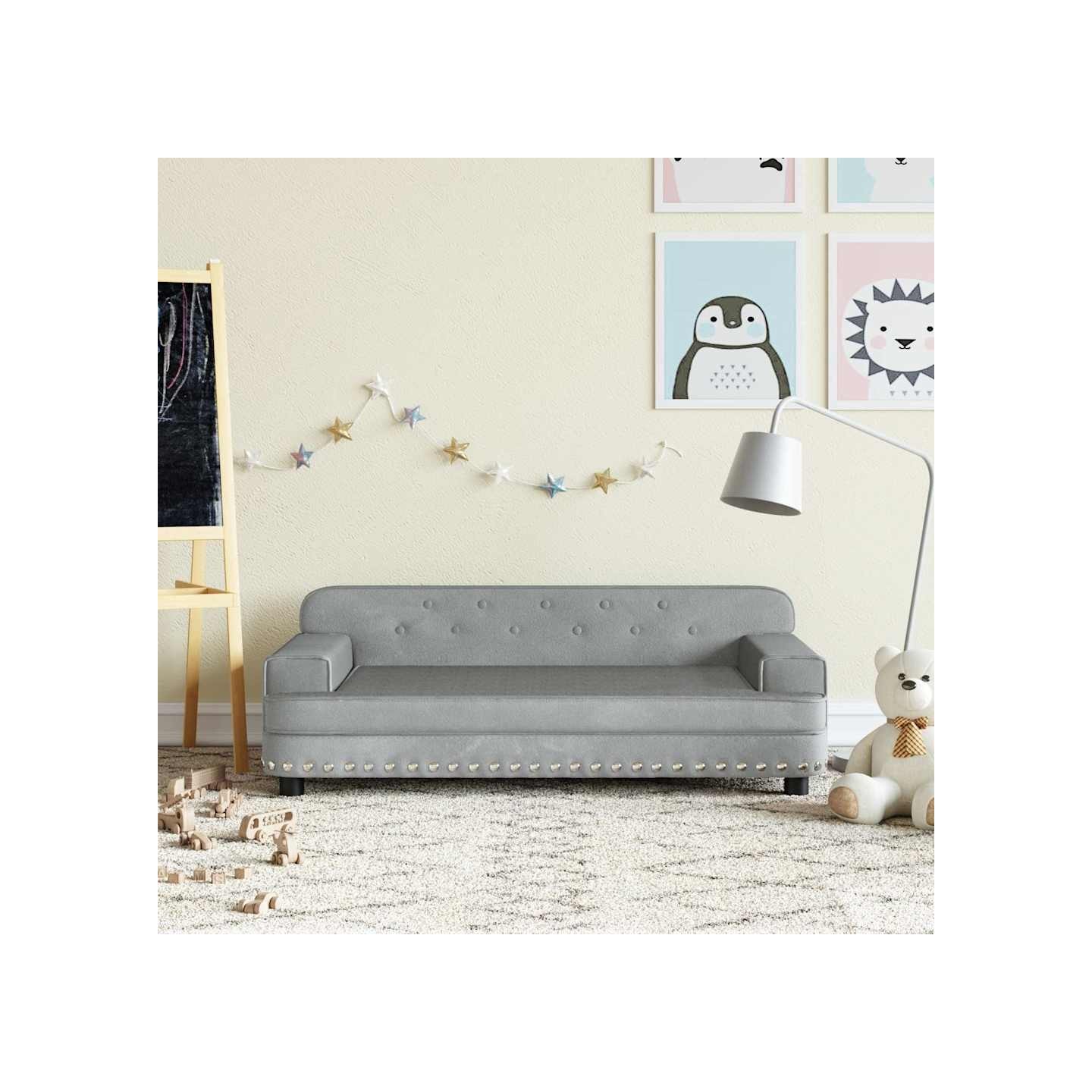 Canapé pour enfants gris clair 90x53x30 cm velours