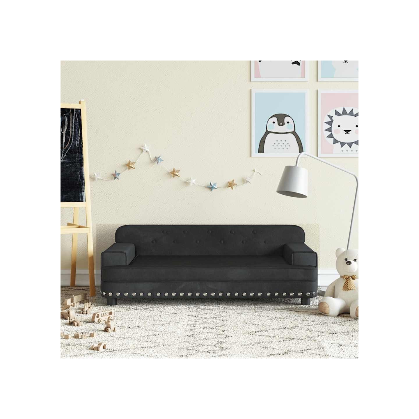 Canapé pour enfants noir 90x53x30 cm velours
