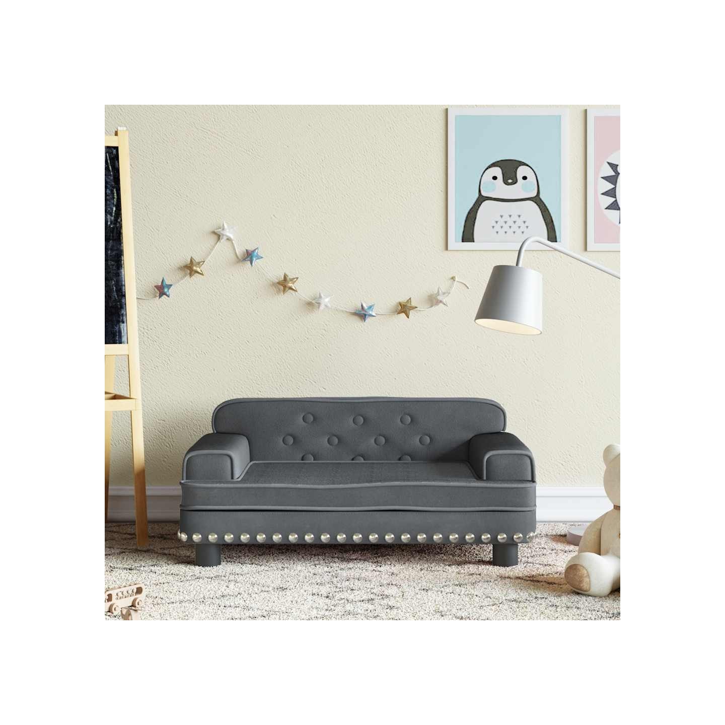 Canapé pour enfants gris foncé 70x45x30 cm velours