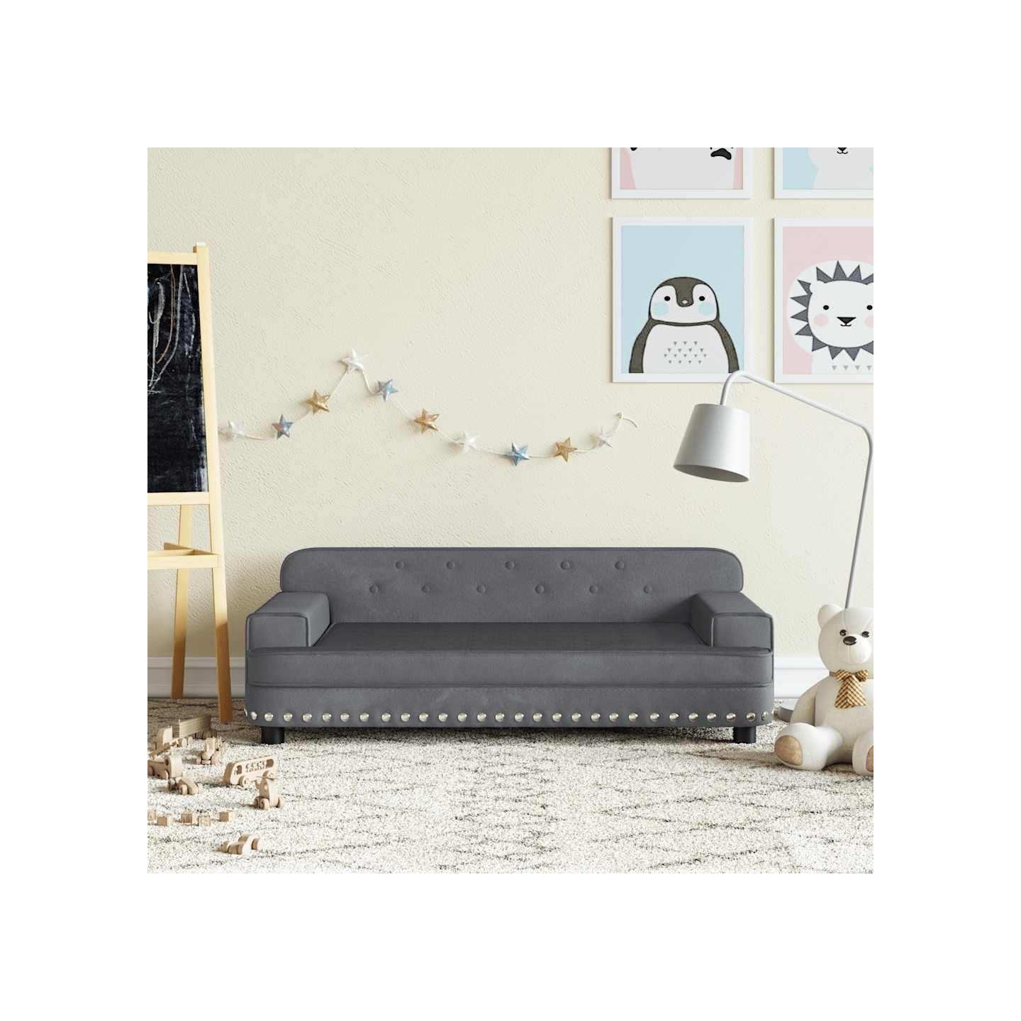 Canapé pour enfants gris foncé 90x53x30 cm velours