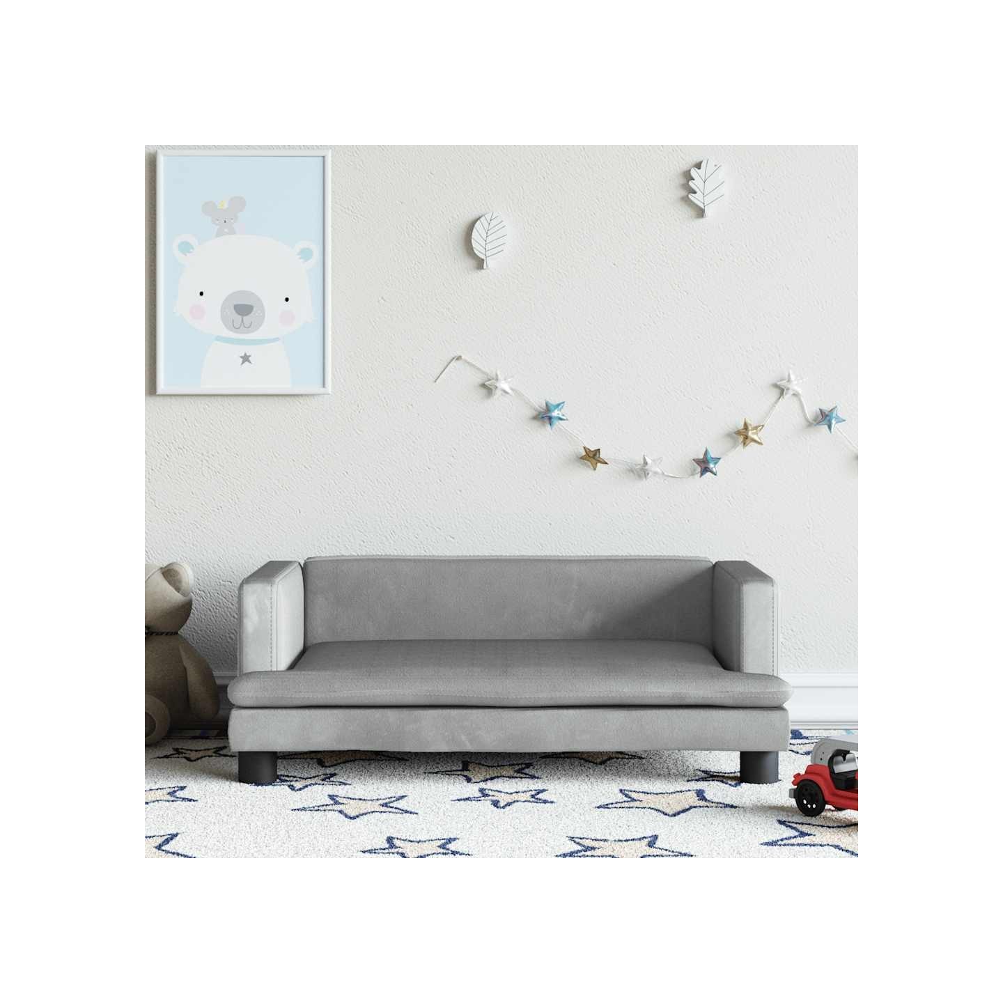 Canapé pour enfants gris clair 80x45x30 cm velours