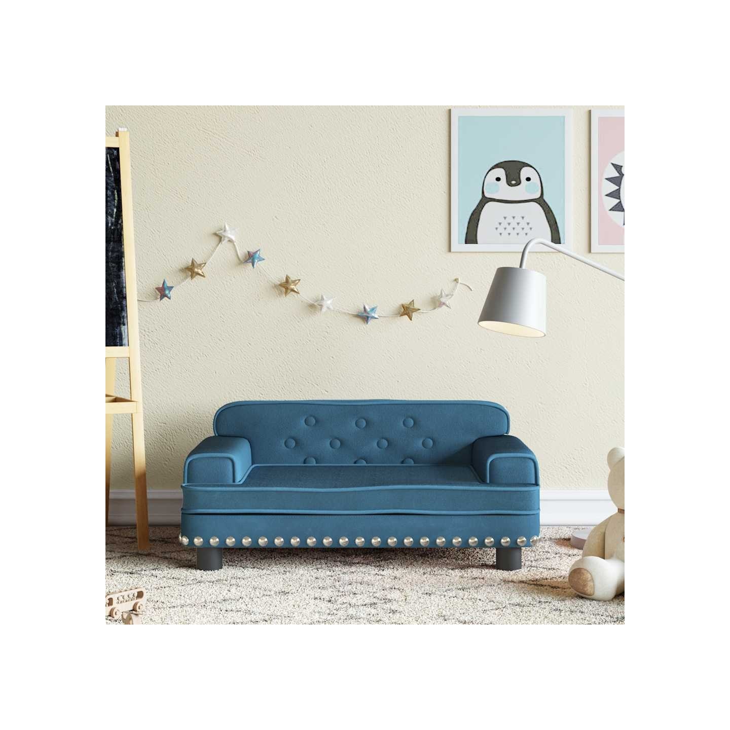 Canapé pour enfants bleu 70x45x30 cm velours