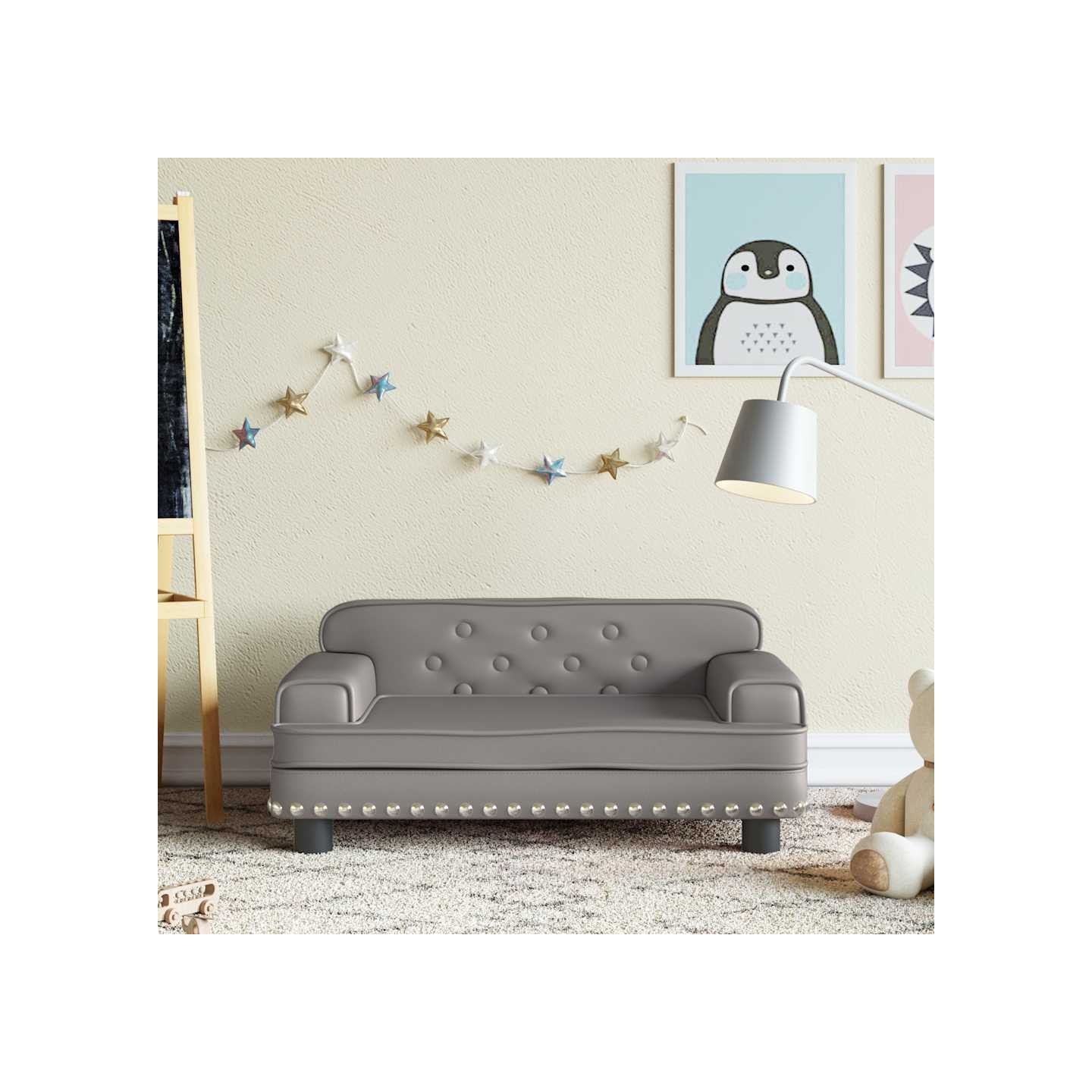 Canapé pour enfants gris 70x45x30 cm similicuir