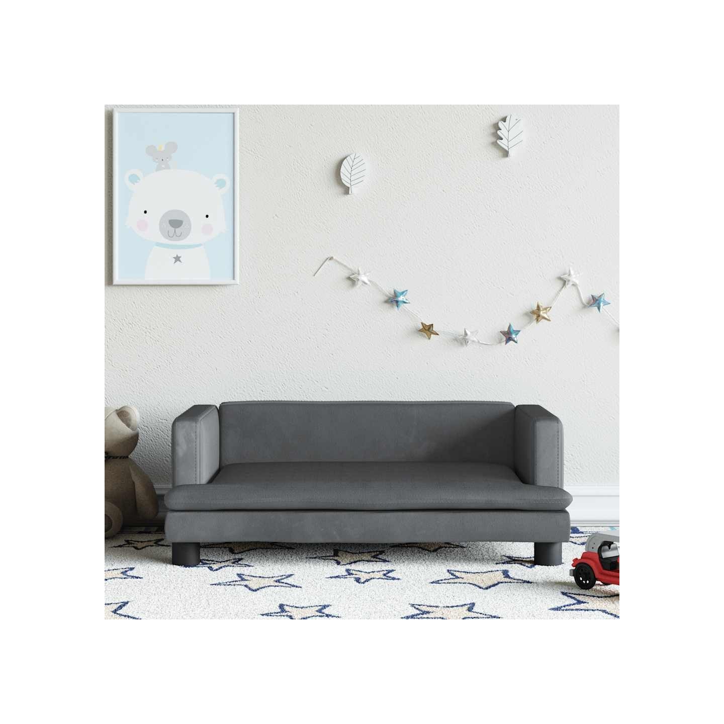 Canapé pour enfants gris foncé 80x45x30 cm velours