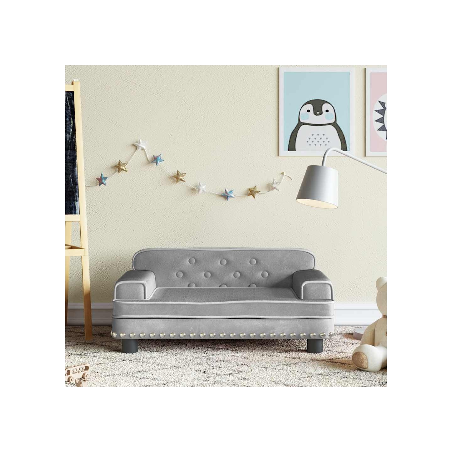 Canapé pour enfants gris clair 70x45x30 cm velours
