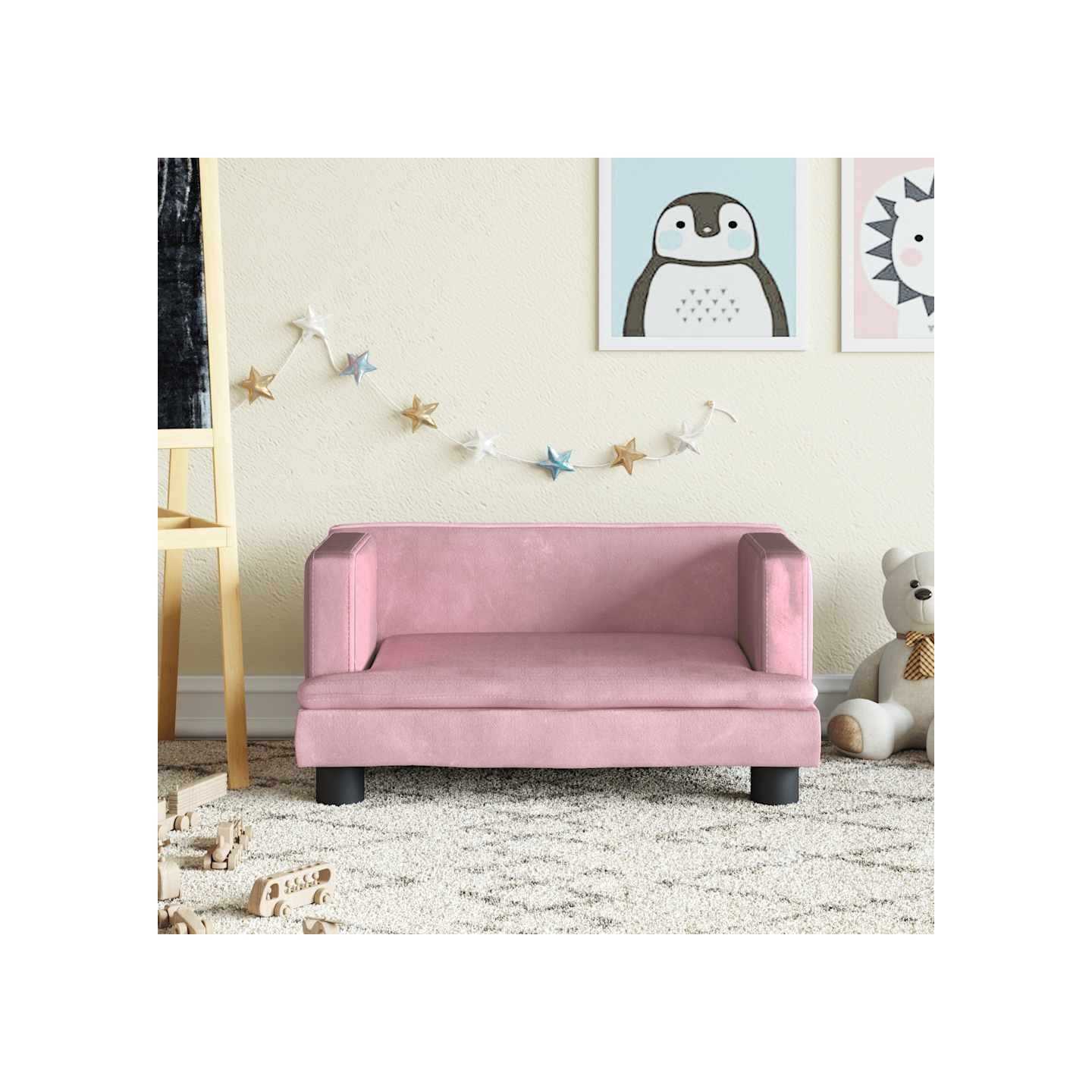 Canapé pour enfants rose 60x40x30 cm velours